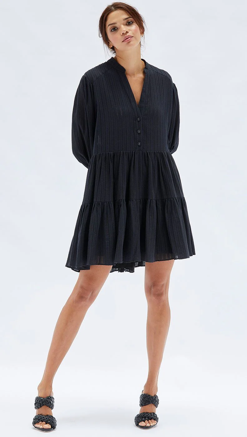 MINKPINK Womens Shadi Textured Mini Dress - Black - Image 4