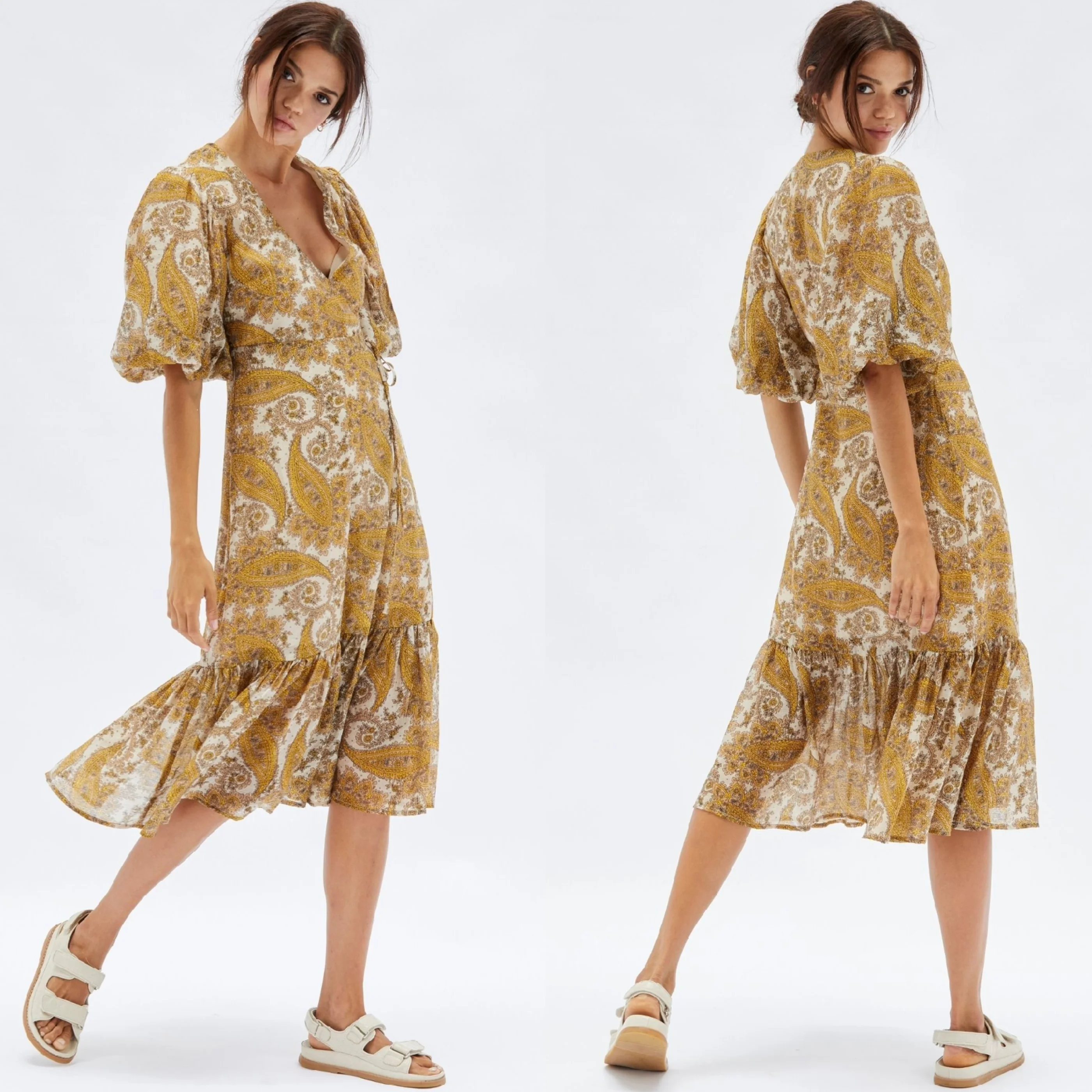 MINKPINK Womens Sistan Wrap Midi Dress- Multi - Image 2