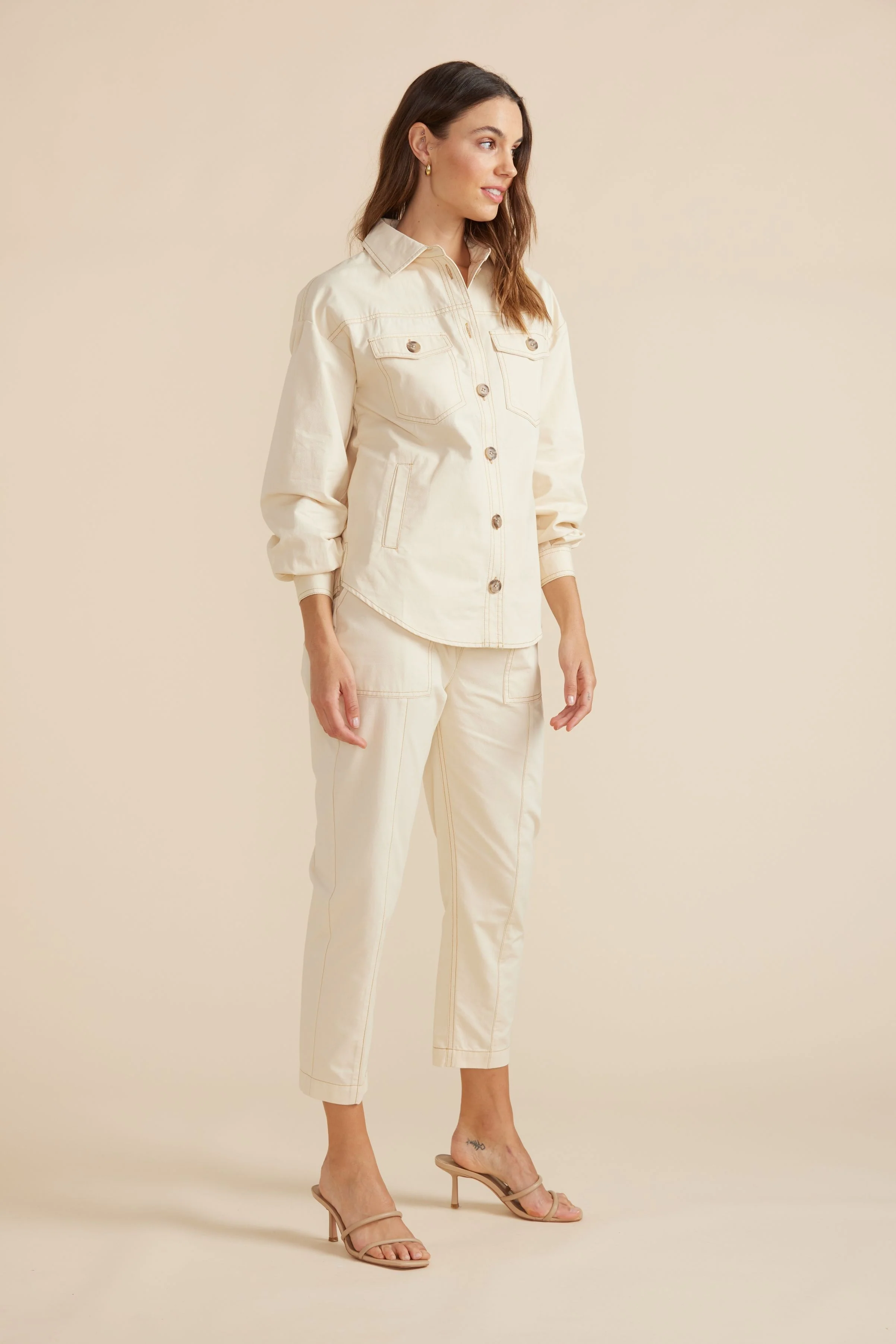 MINKPINK Womens Zala Shacket Ecru - Image 4