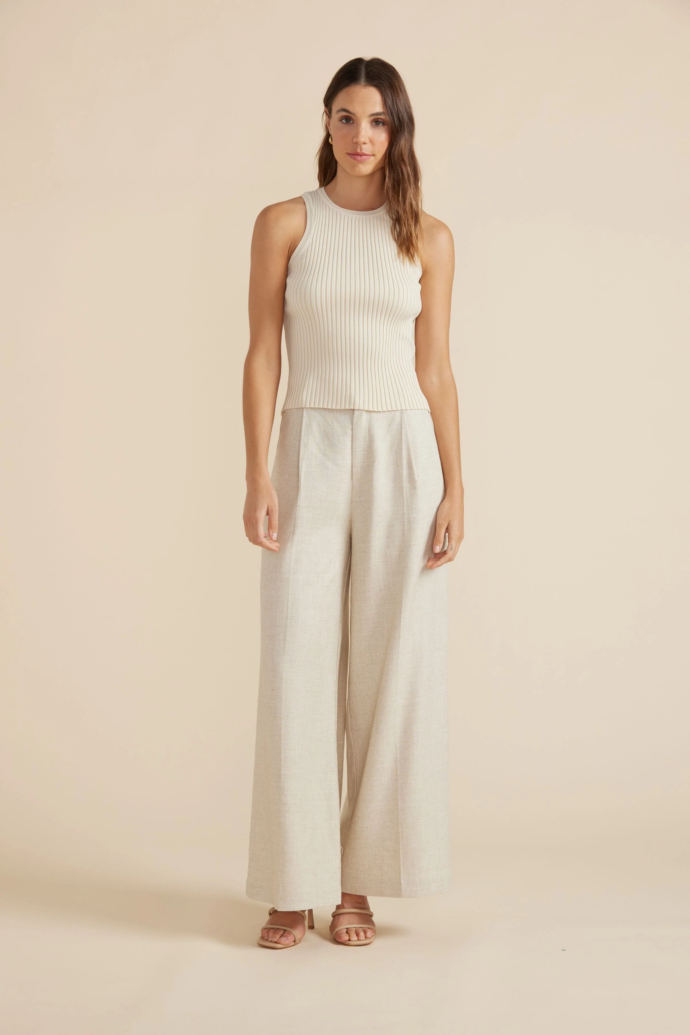 MINKPINK Womens Zoya Knit Tank Ecru - Image 6