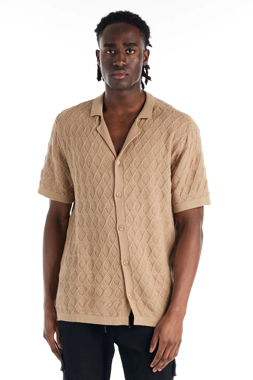 nANA jUDY Mens Antibes Knit Short Sleeve Shirt - Beige - Image 2
