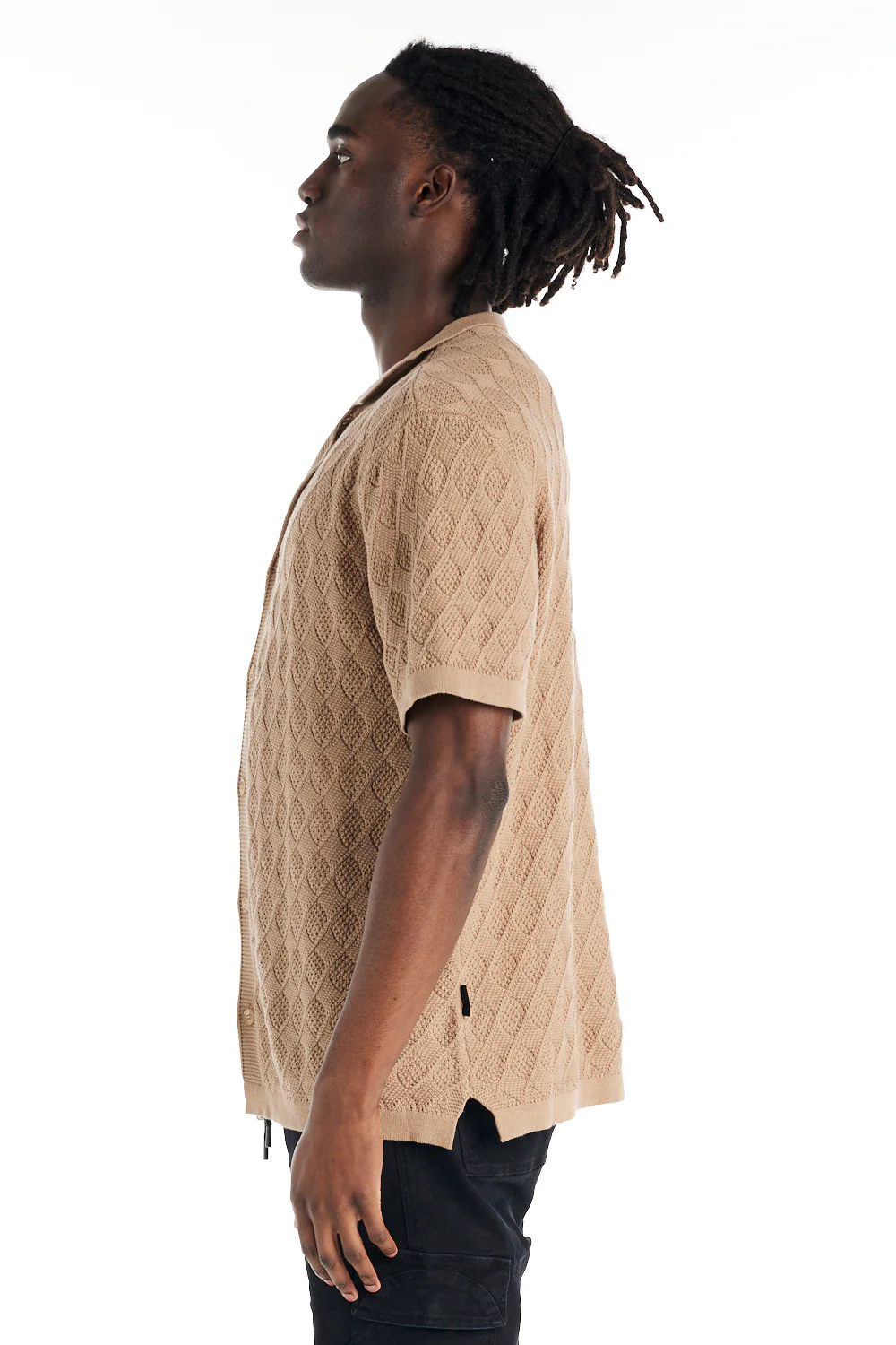 nANA jUDY Mens Antibes Knit Short Sleeve Shirt - Beige - Image 5
