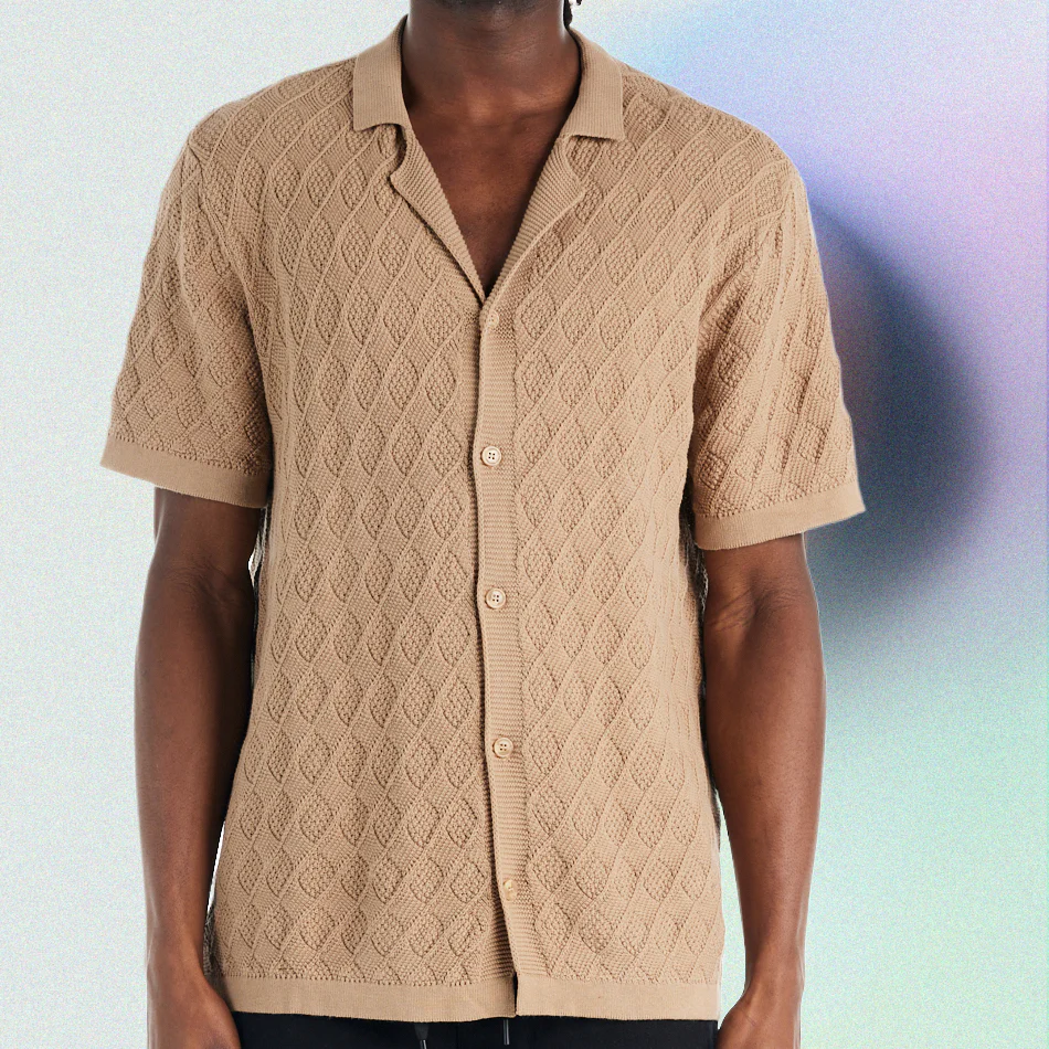 nANA jUDY Mens Antibes Knit Short Sleeve Shirt - Beige - Image 7