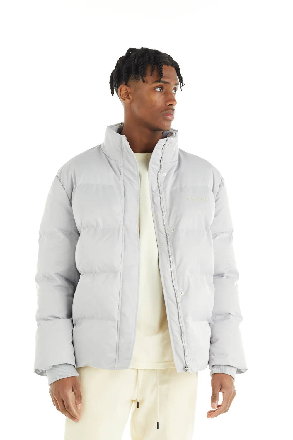 nANA jUDY Mens Central Puffer Jacket - Light Grey - Image 2