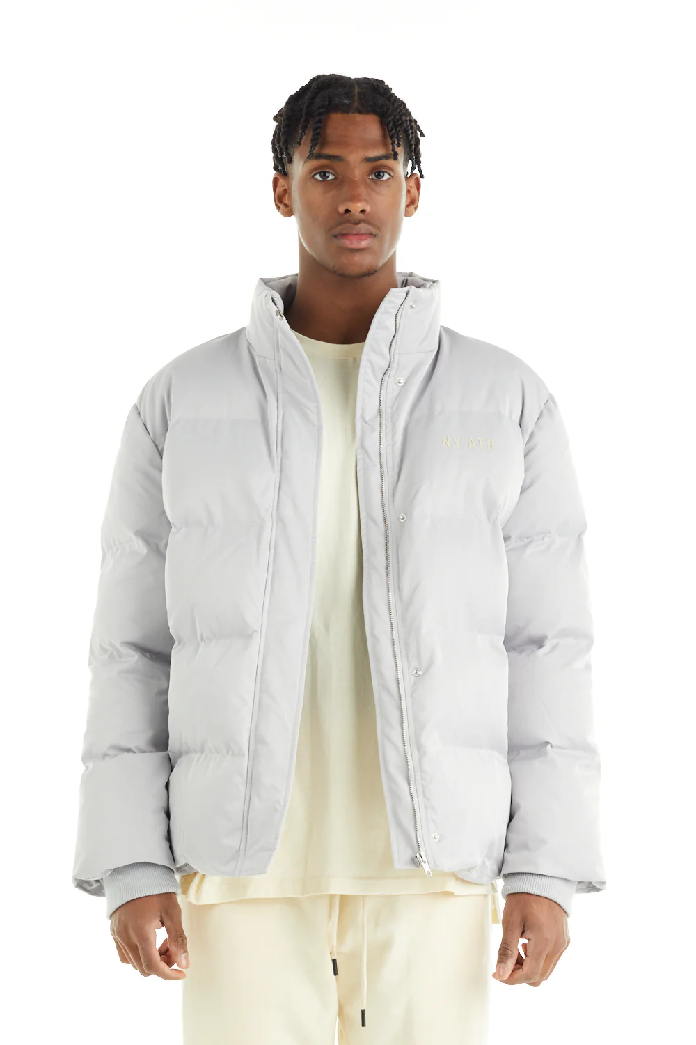 nANA jUDY Mens Central Puffer Jacket - Light Grey - Image 3