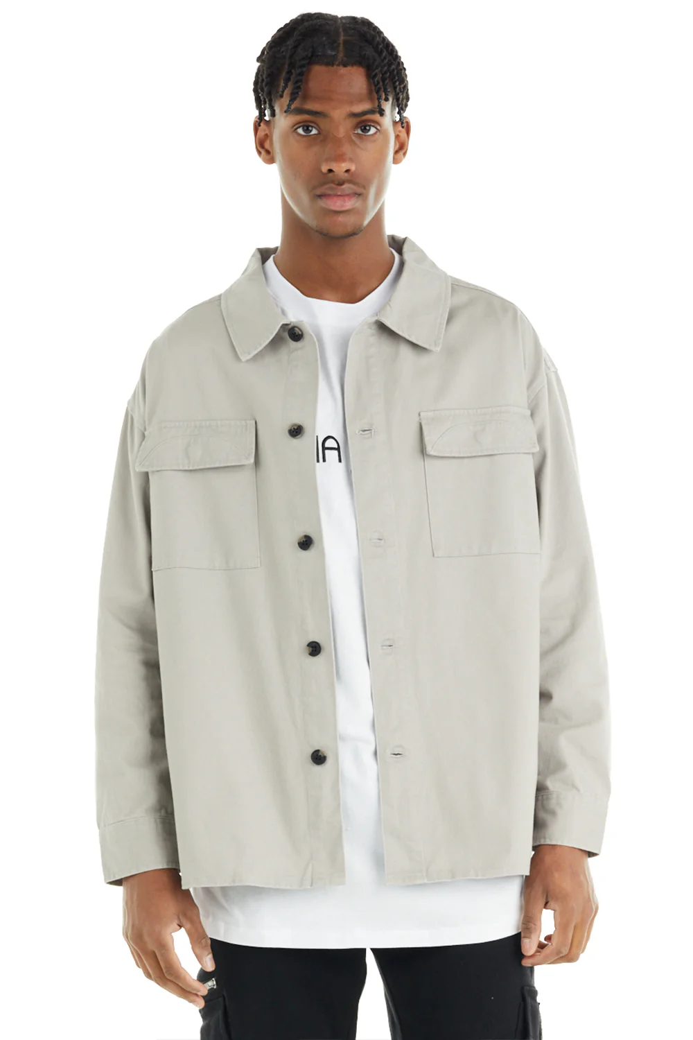 nANA jUDY Mens Dover Shacket Stone - Image 3