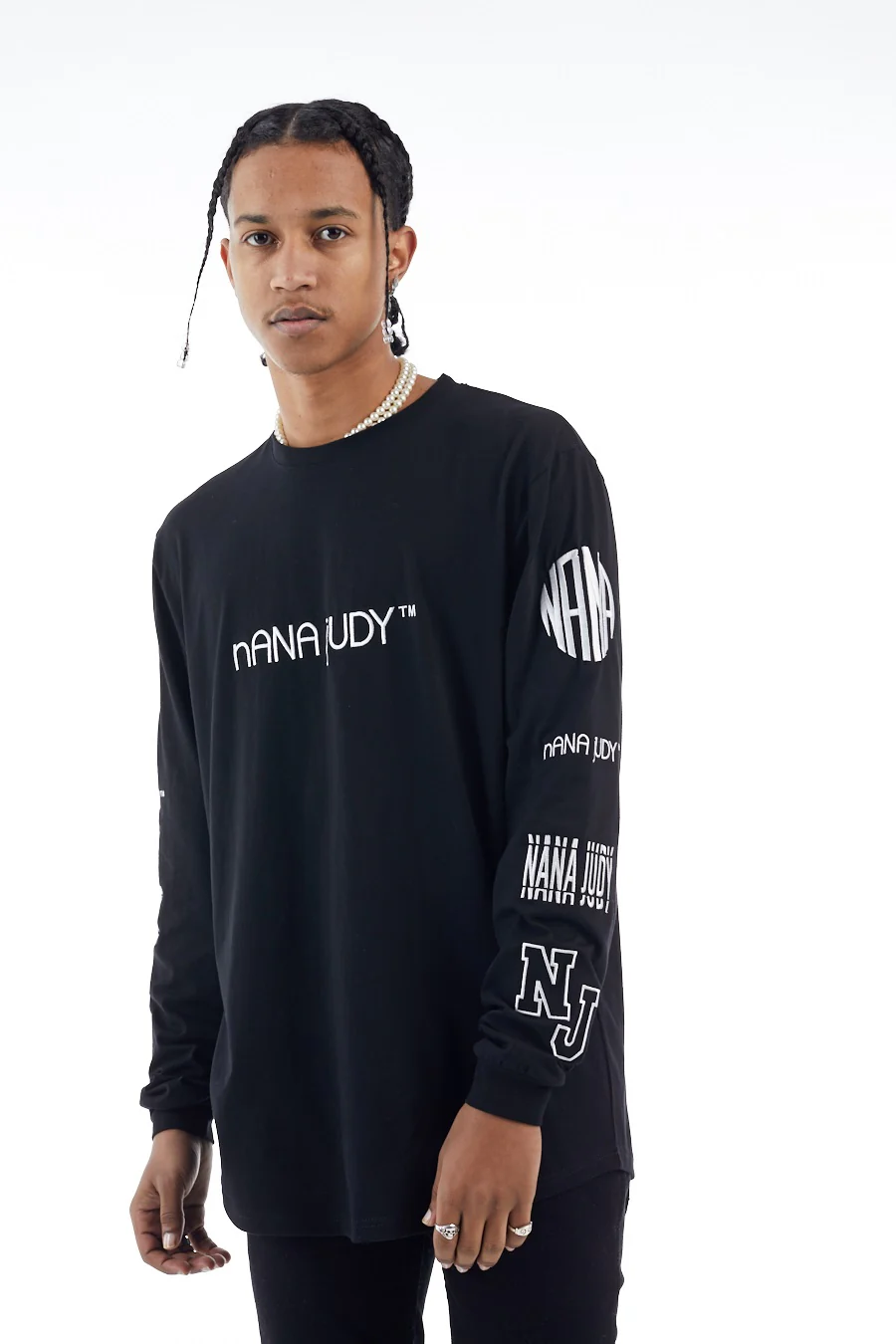 nANA jUDY Mens Hampton Long Sleeve Tee Black - Image 3