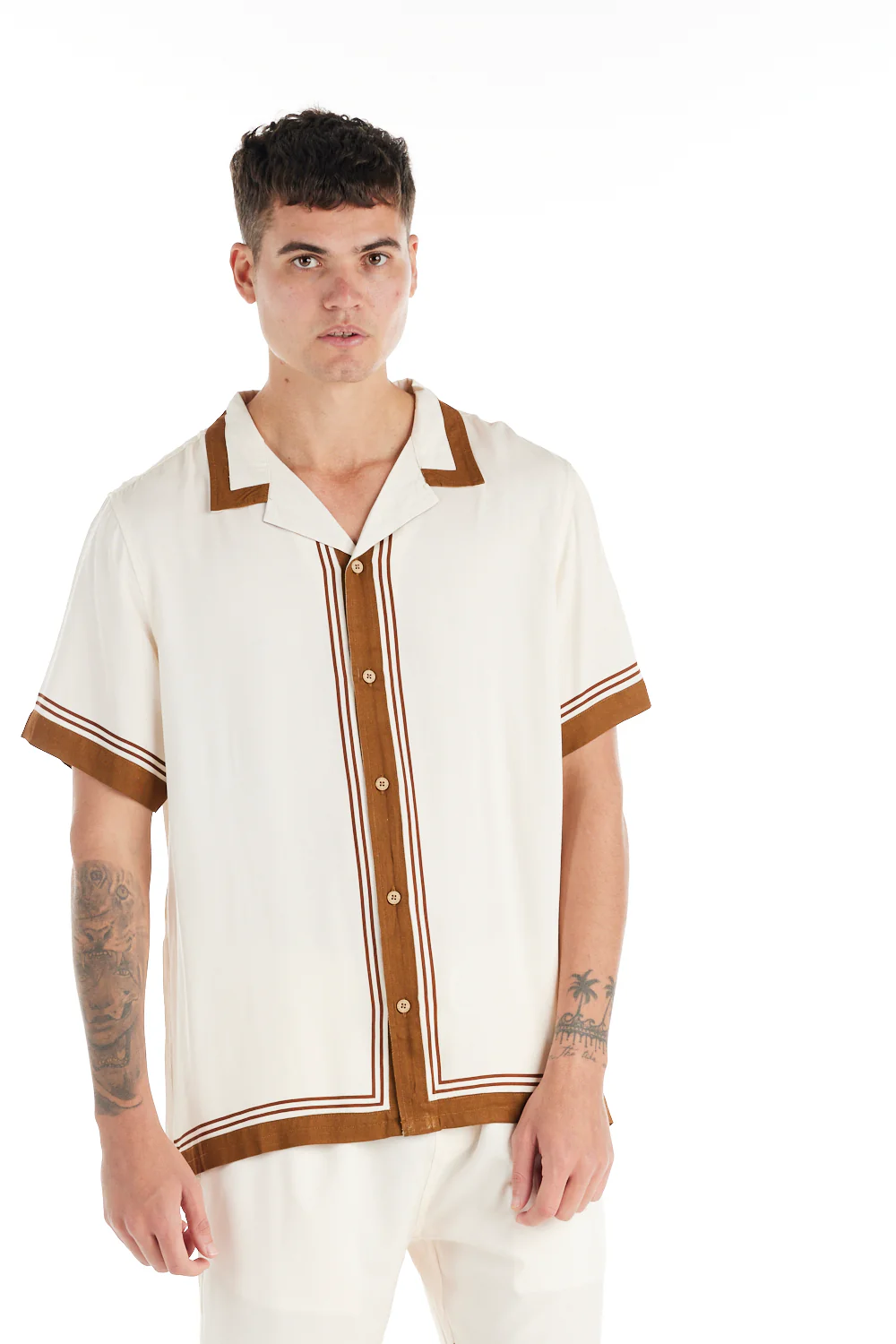 nANA jUDY Mens Lewis Short Sleeve Shirt - Bone - Image 5