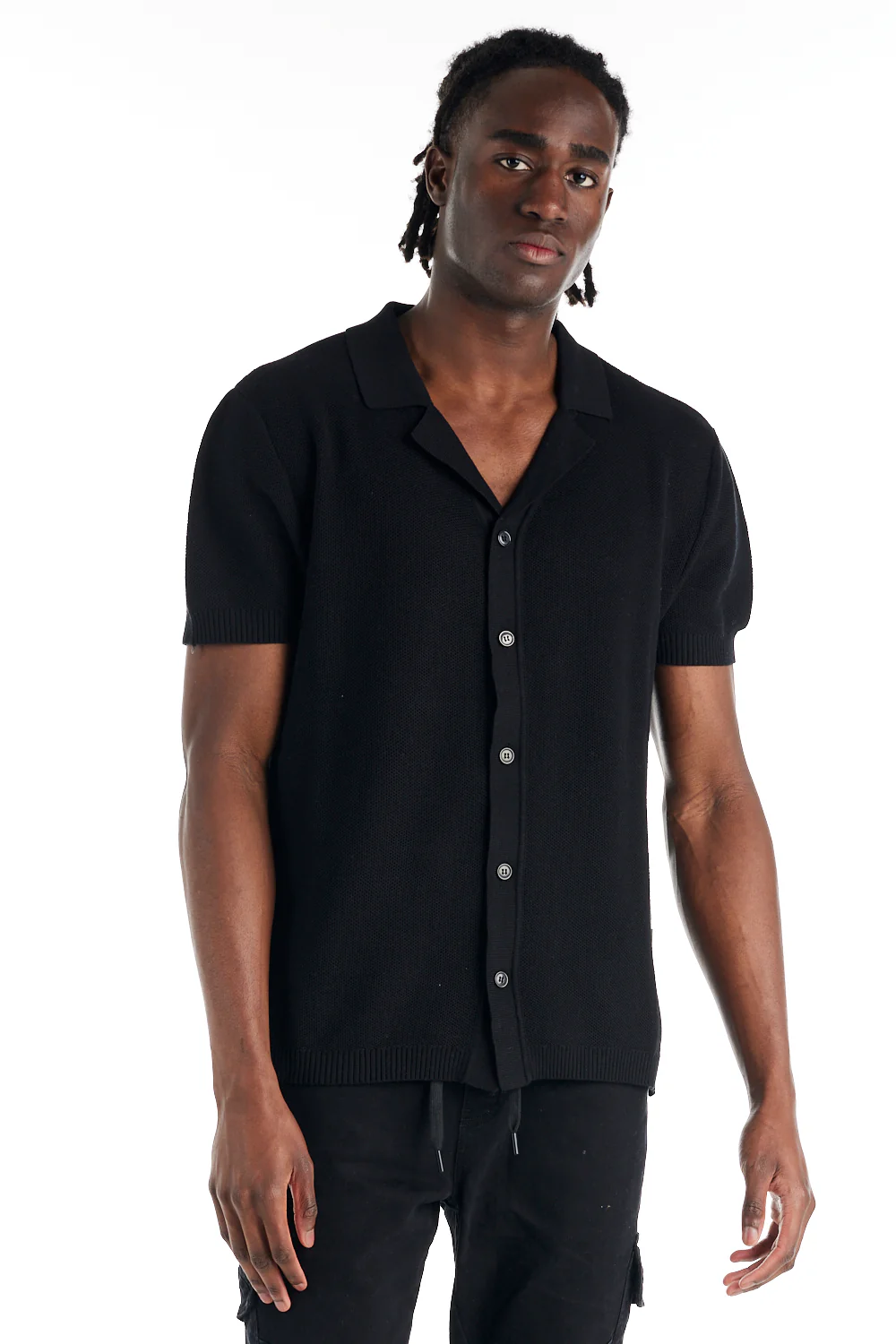 nANA jUDY Mens Morrison Knit Short Sleeve Shirt - Black - Image 3