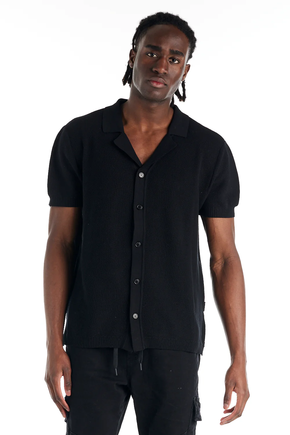 nANA jUDY Mens Morrison Knit Short Sleeve Shirt - Black - Image 4