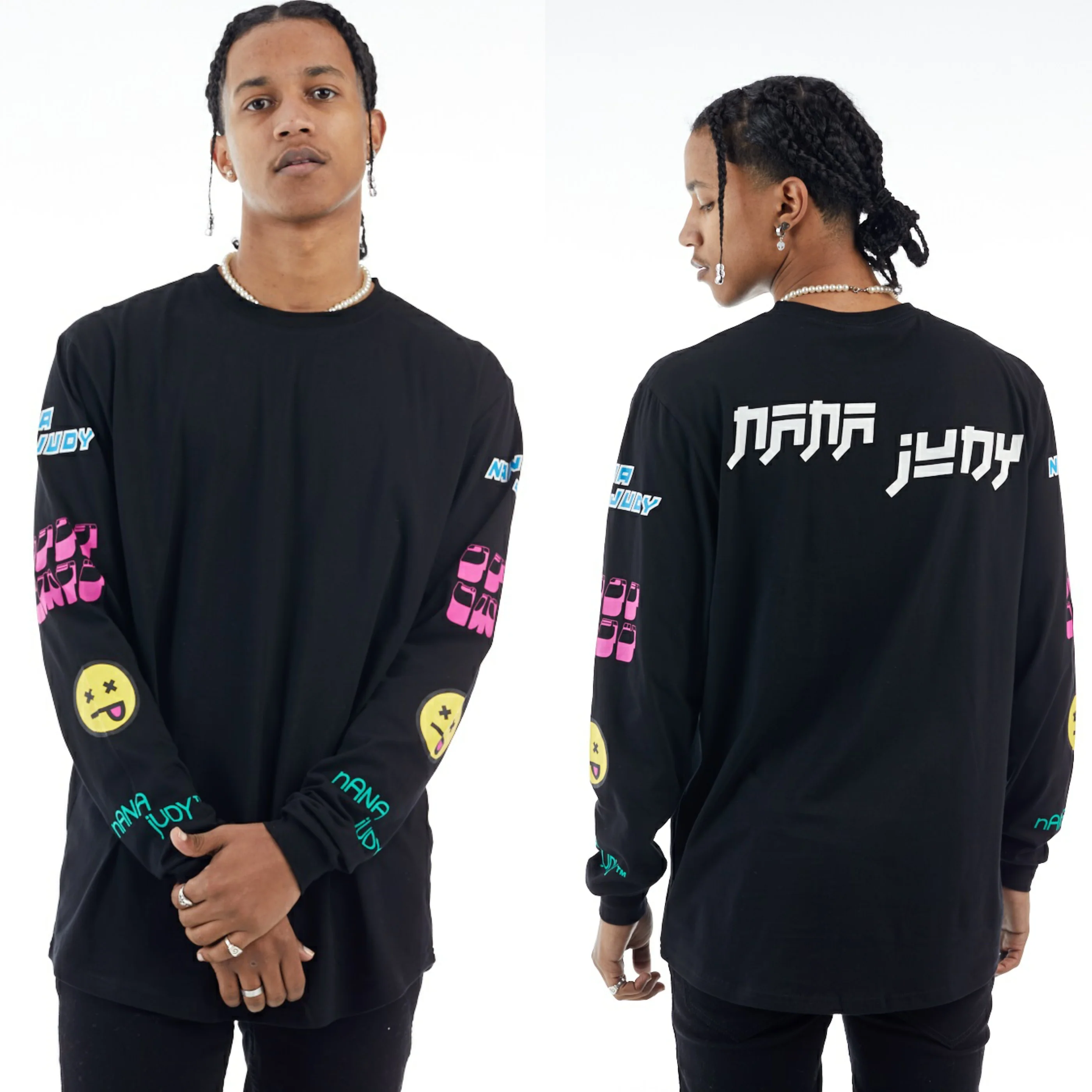 nANA jUDY Mens Oak Long Sleeve Tee Shirt Black - Image 2