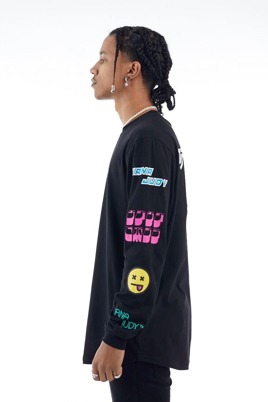 nANA jUDY Mens Oak Long Sleeve Tee Shirt Black - Image 6