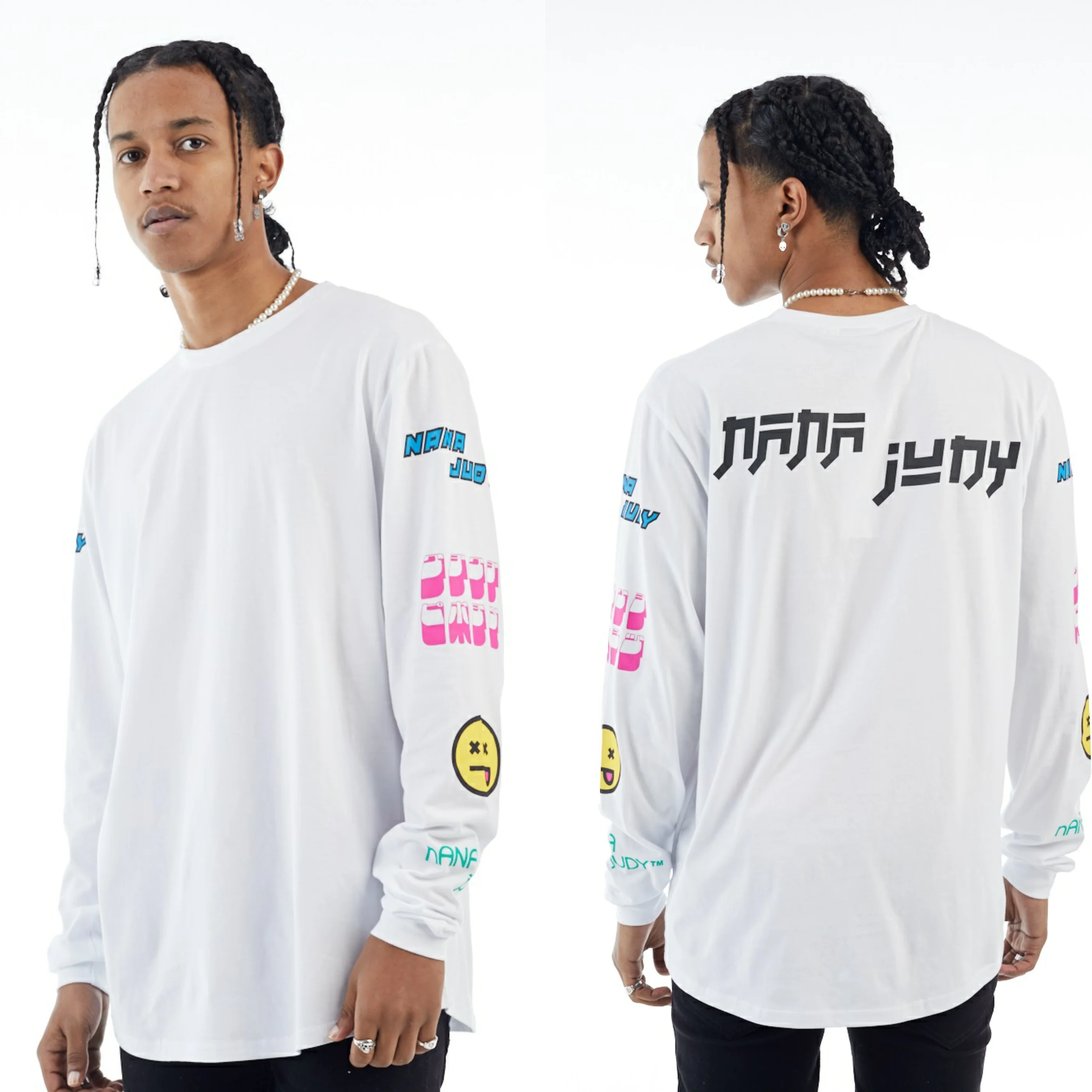 nANA jUDY Mens Oak Long Sleeve Tee Shirt White - Image 2