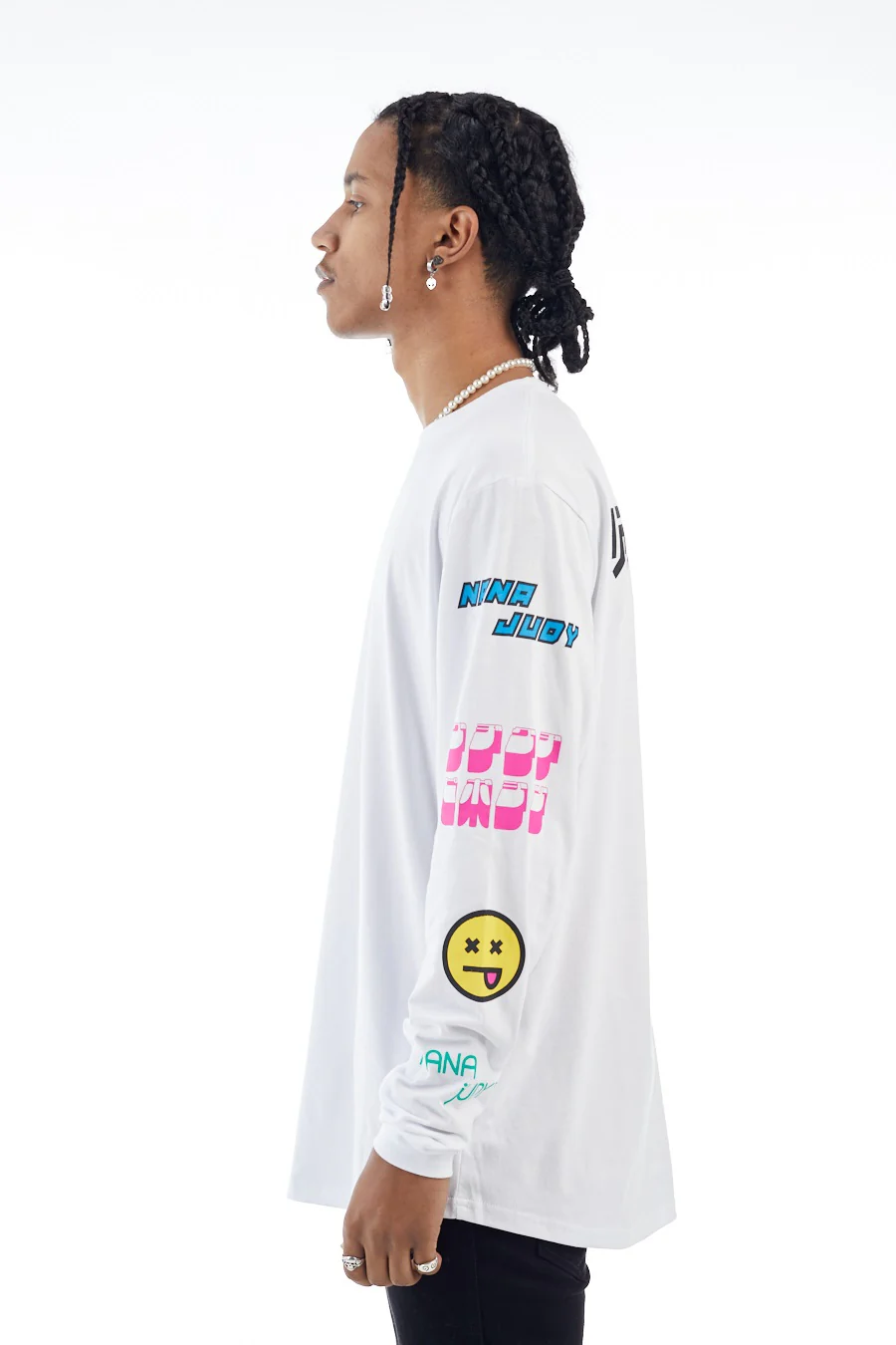 nANA jUDY Mens Oak Long Sleeve Tee Shirt White - Image 6