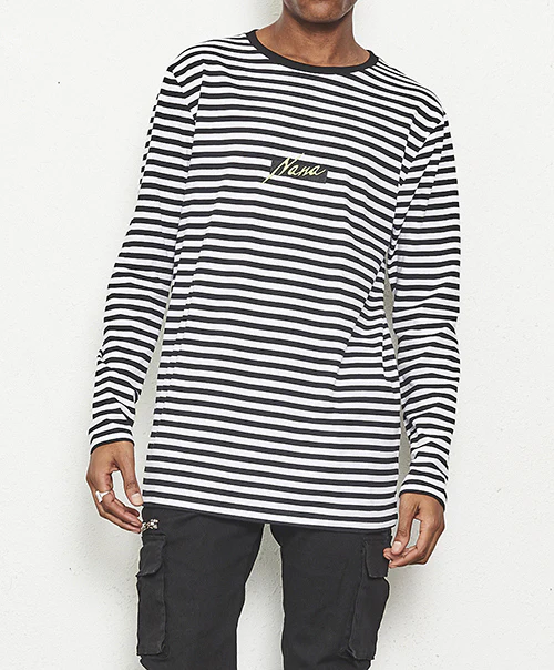 nANA jUDY MENS RAVEN LONG SLEEVE TEE BLACK/WHITE - Image 5