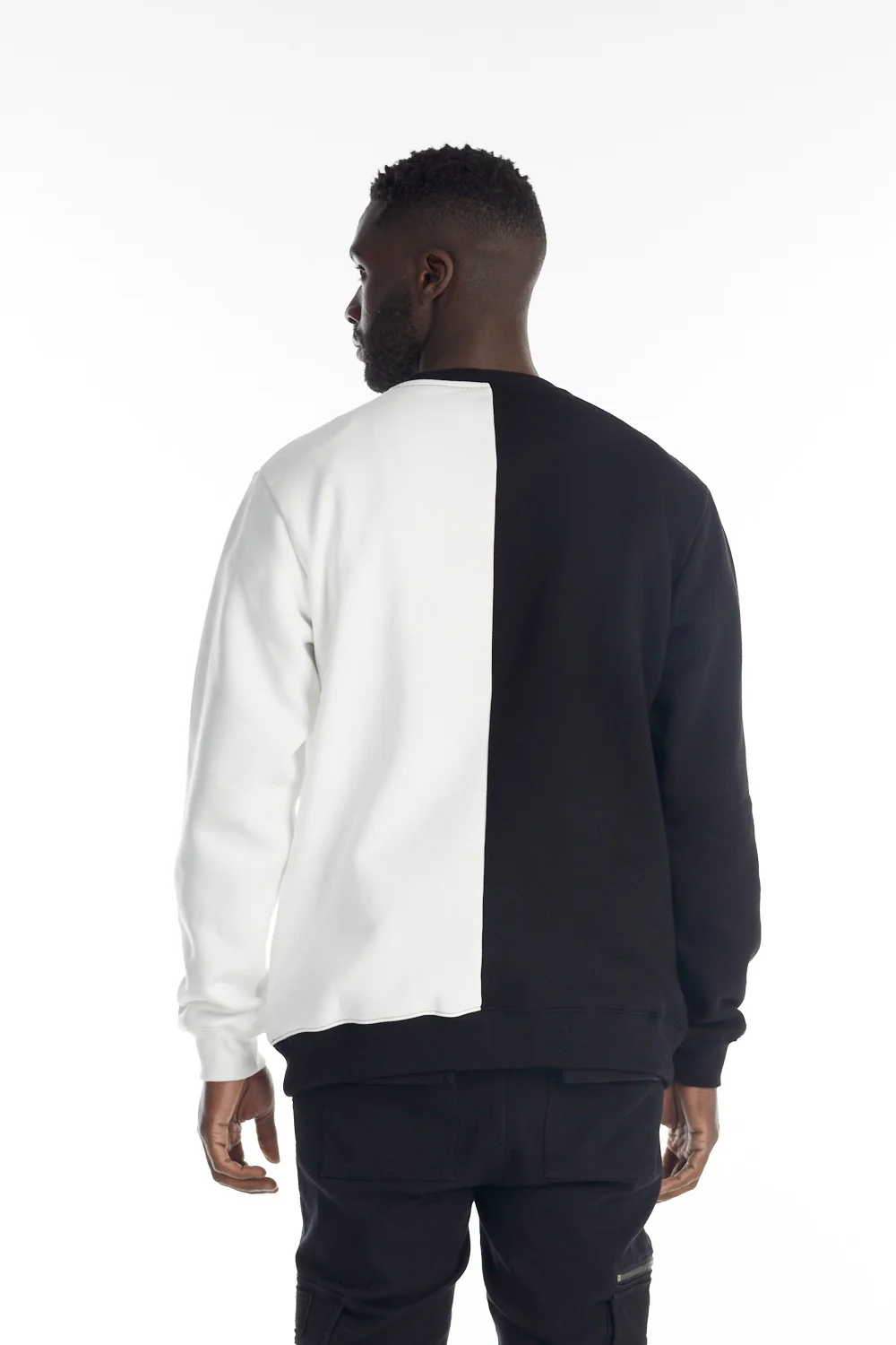 nANA jUDY Mens Vincent Crew Neck Sweater Black White - Image 3