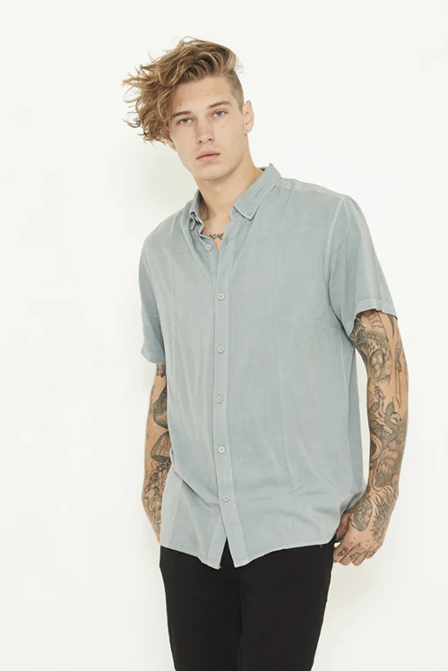 nANA jUDY MENS WHITEHALL SHORT SLEEVE SHIRT - PIGMENT GREY - Image 7