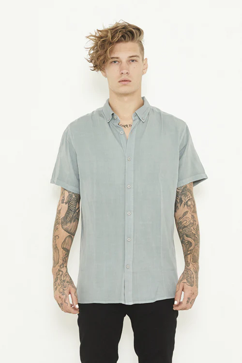 nANA jUDY MENS WHITEHALL SHORT SLEEVE SHIRT - PIGMENT GREY - Image 8