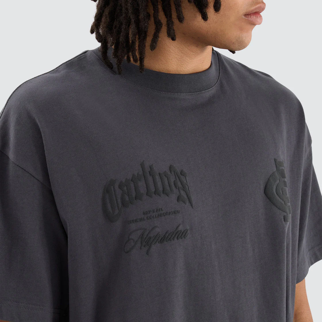 NENA & PASADENA  AFL Mens Carlton Blues AFL Heavy Raptor Tee - Asphalt - Image 2