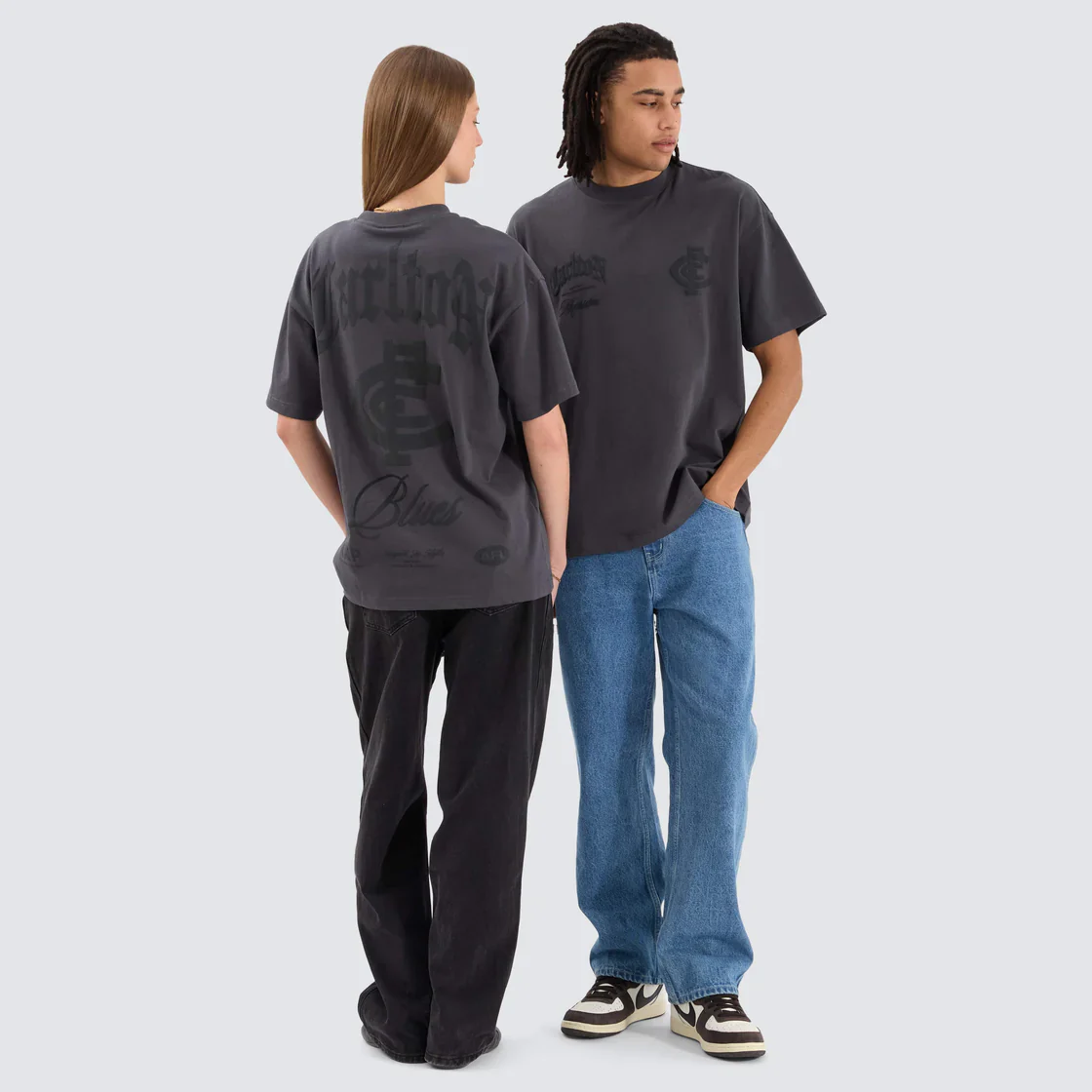 NENA & PASADENA  AFL Mens Carlton Blues AFL Heavy Raptor Tee - Asphalt - Image 4