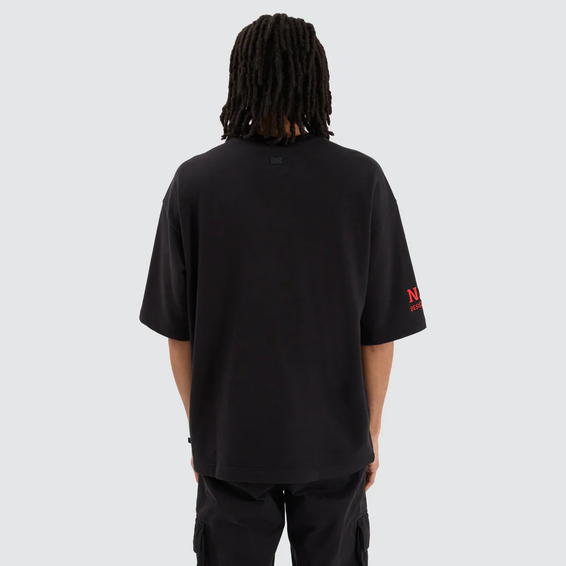 NENA & PASADENA  AFL Mens Essendon Bombers Mega Loop Back Tee Shirt - Jet Black - Image 3