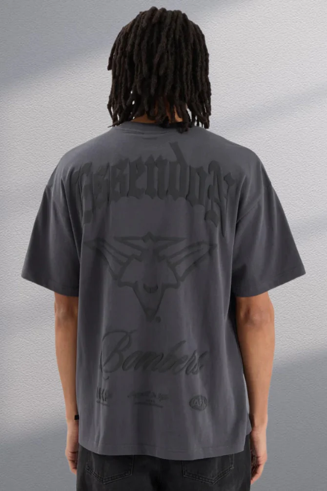 NENA & PASADENA AFL Mens Essendon Bombers Raptor Tee Shirt - Asphalt