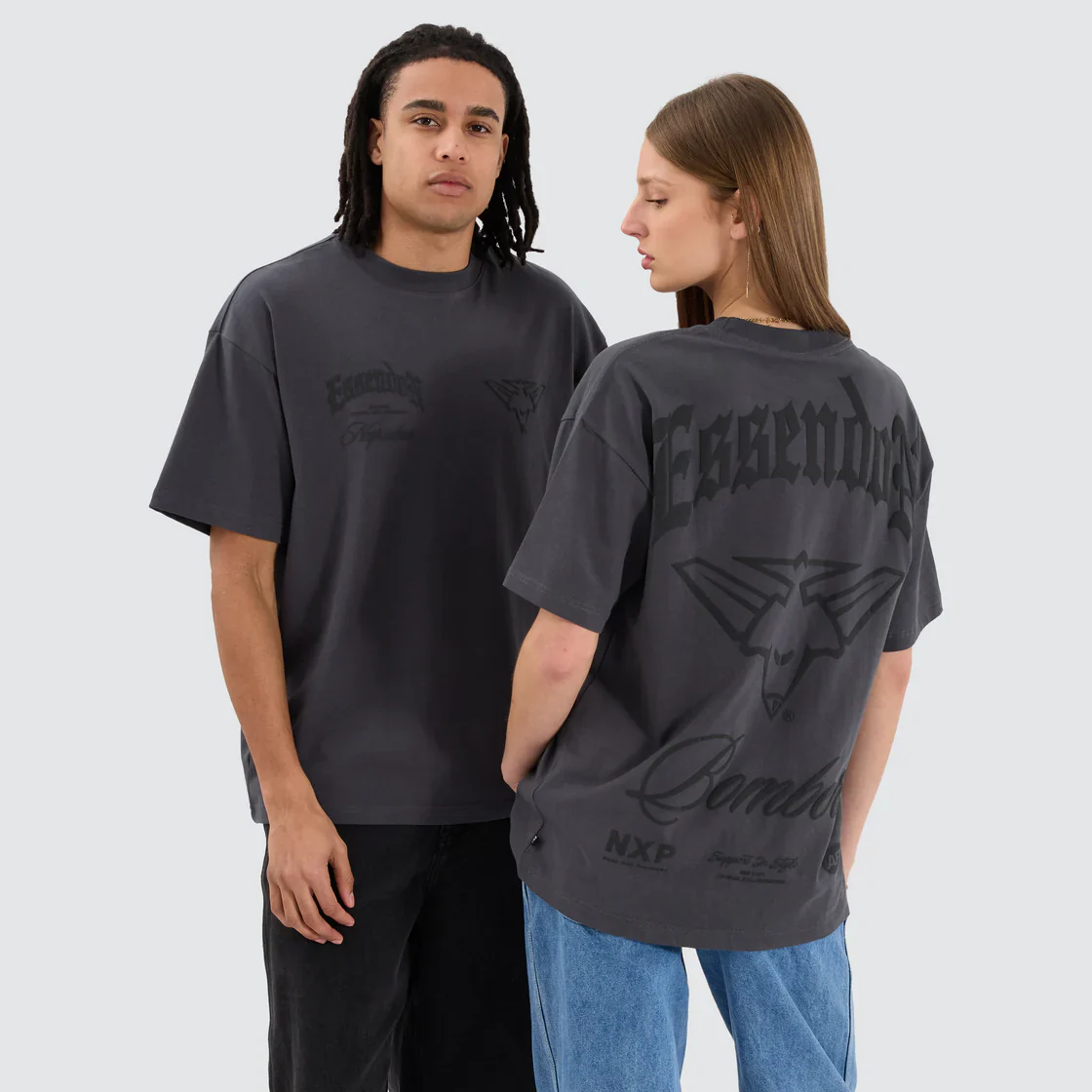 NENA & PASADENA AFL Mens Essendon Bombers Raptor Tee Shirt - Asphalt - Image 3