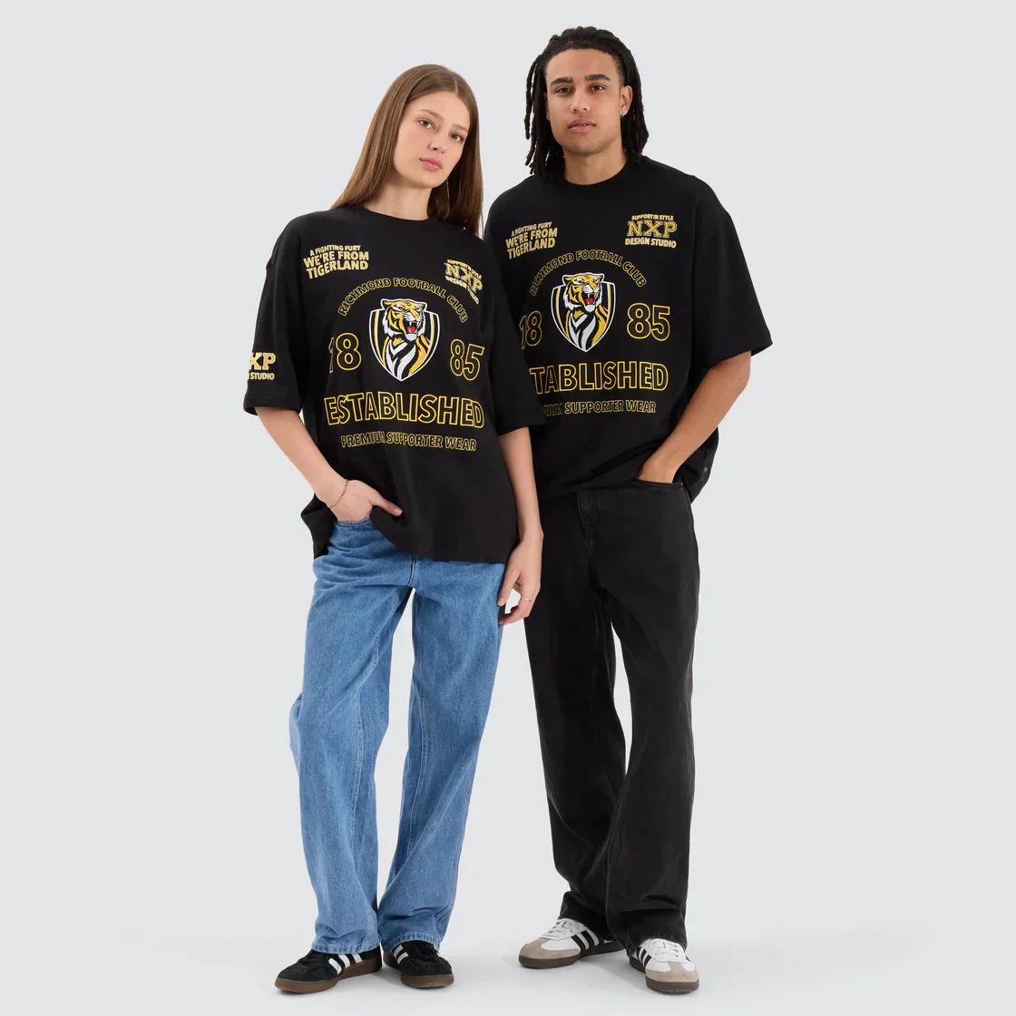 NENA & PASADENA ¬†AFL Mens Richmond Tigers Mega Loop Back Tee - Jet Black - Image 5