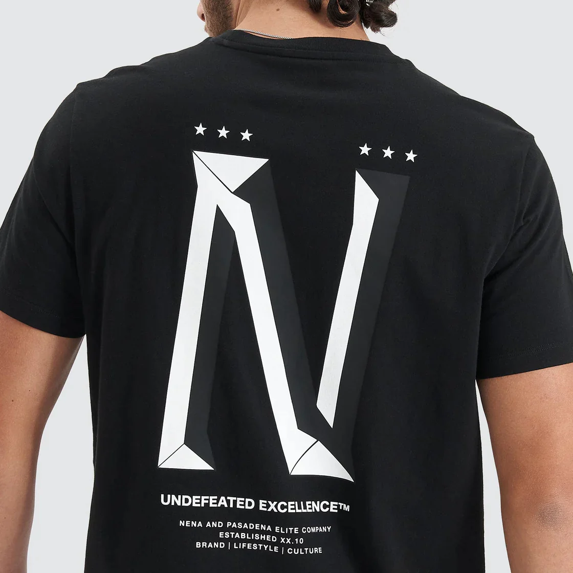 NENA & PASADENA Mens Alliance Dual Curved Hem Tee - Jet Black - Image 2