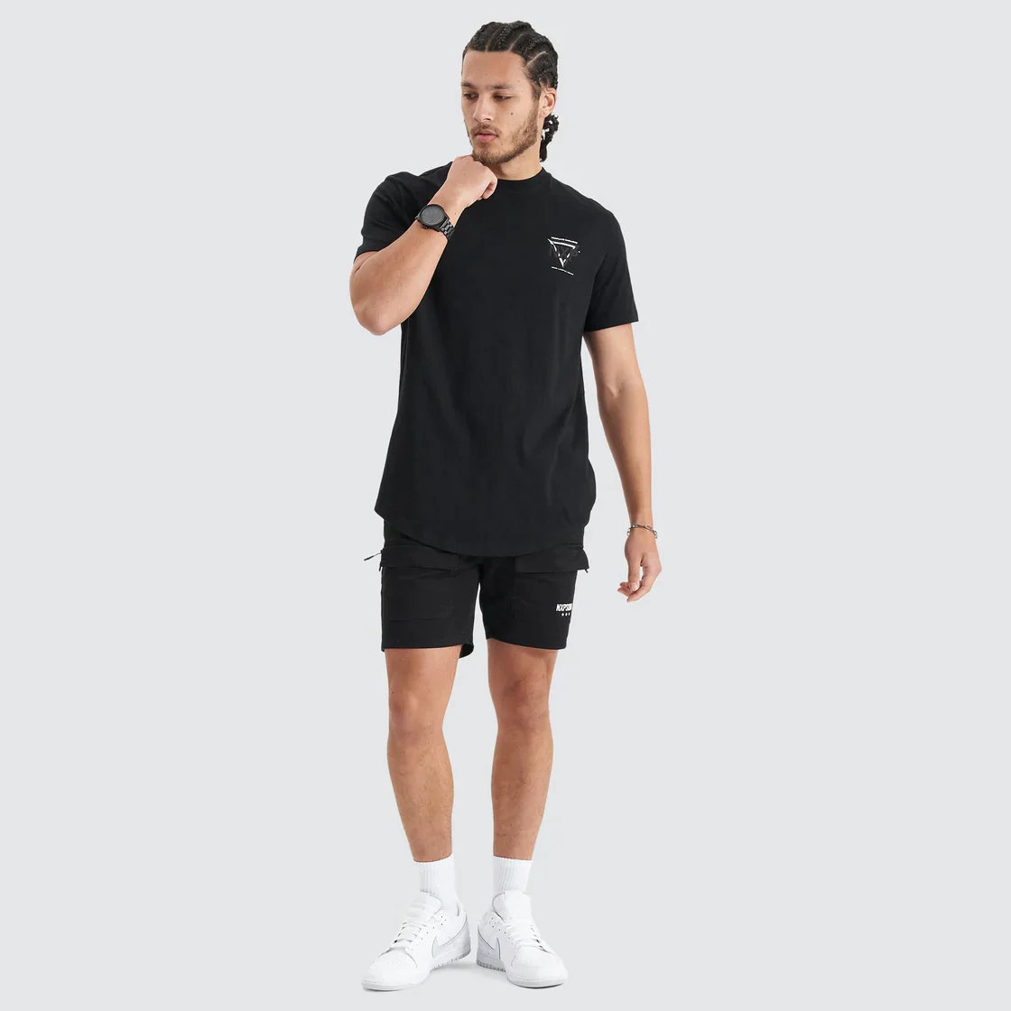 NENA & PASADENA Mens Alliance Dual Curved Hem Tee - Jet Black - Image 5