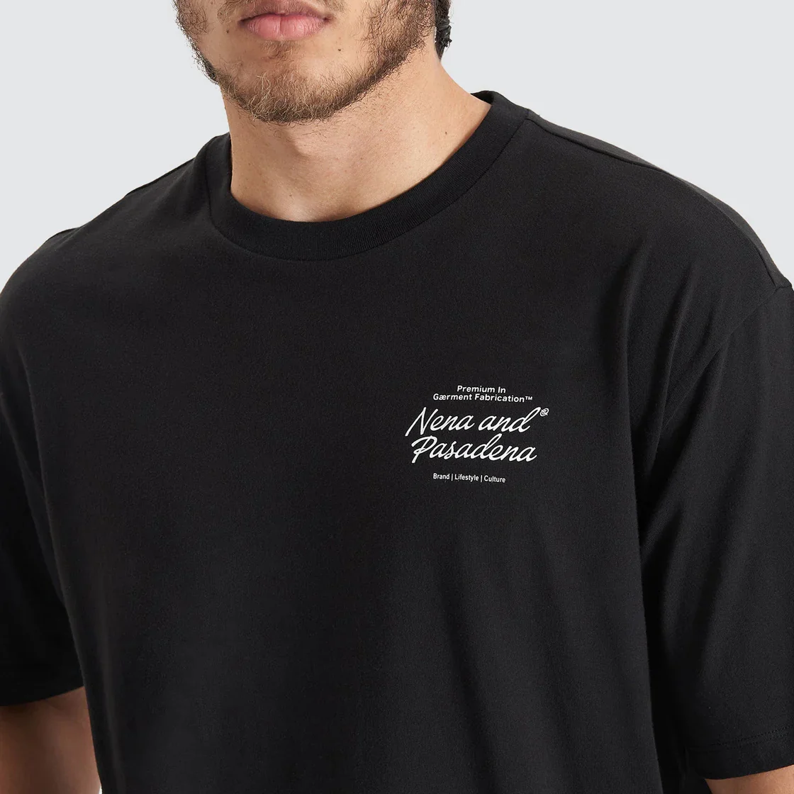 NENA & PASADENA Mens Bouncer Heavy Box Fit Tee - Jet Black - Image 3