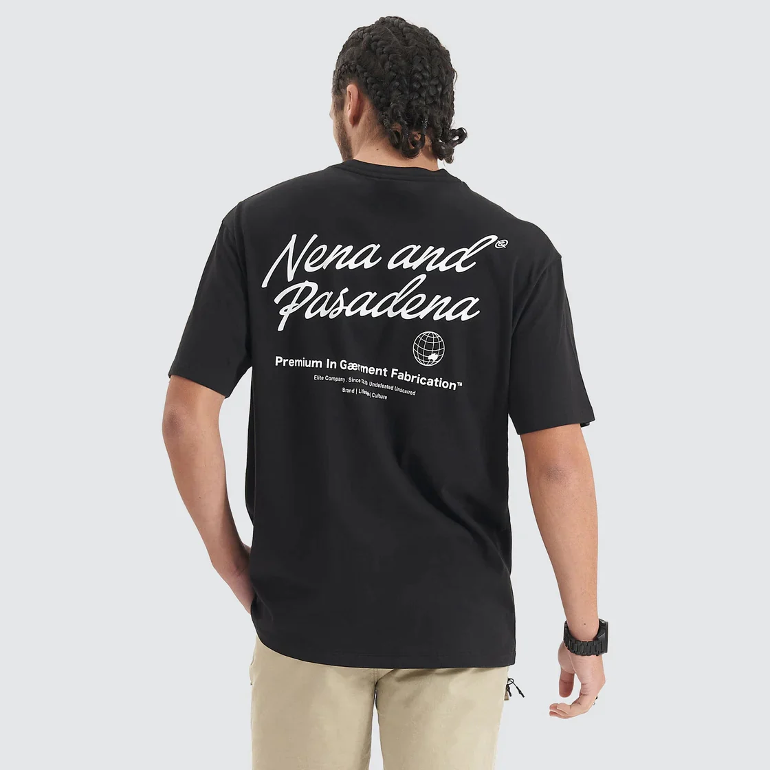 NENA & PASADENA Mens Bouncer Heavy Box Fit Tee - Jet Black - Image 4