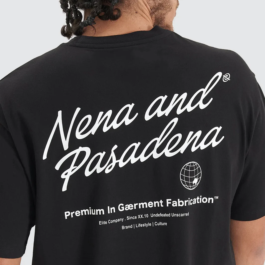 NENA & PASADENA Mens Bouncer Heavy Box Fit Tee - Jet Black - Image 7