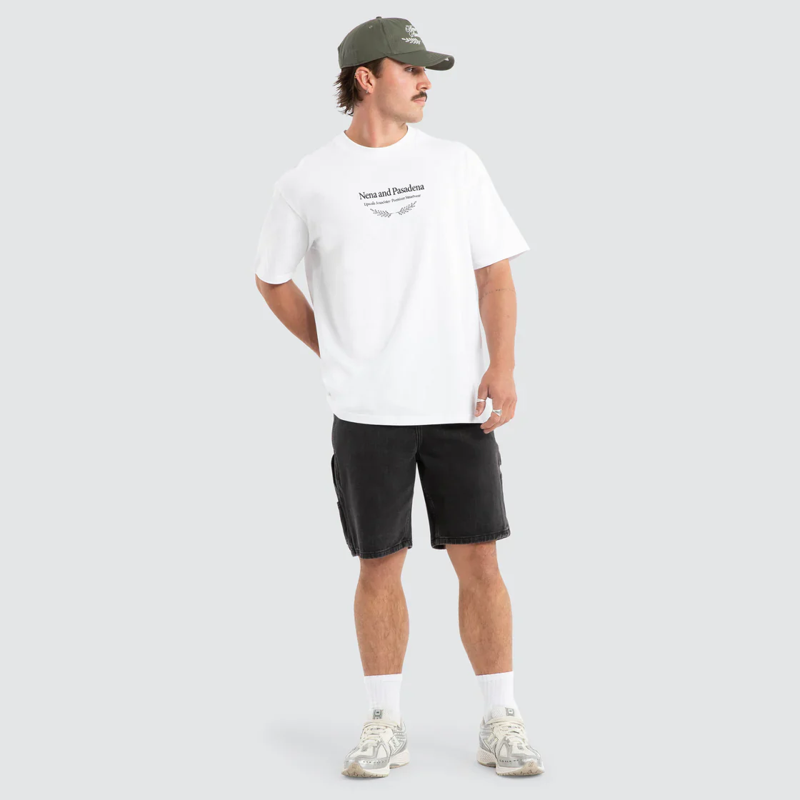 NENA PASADENA Mens Buffer Box Fit Tee in White - Image 3