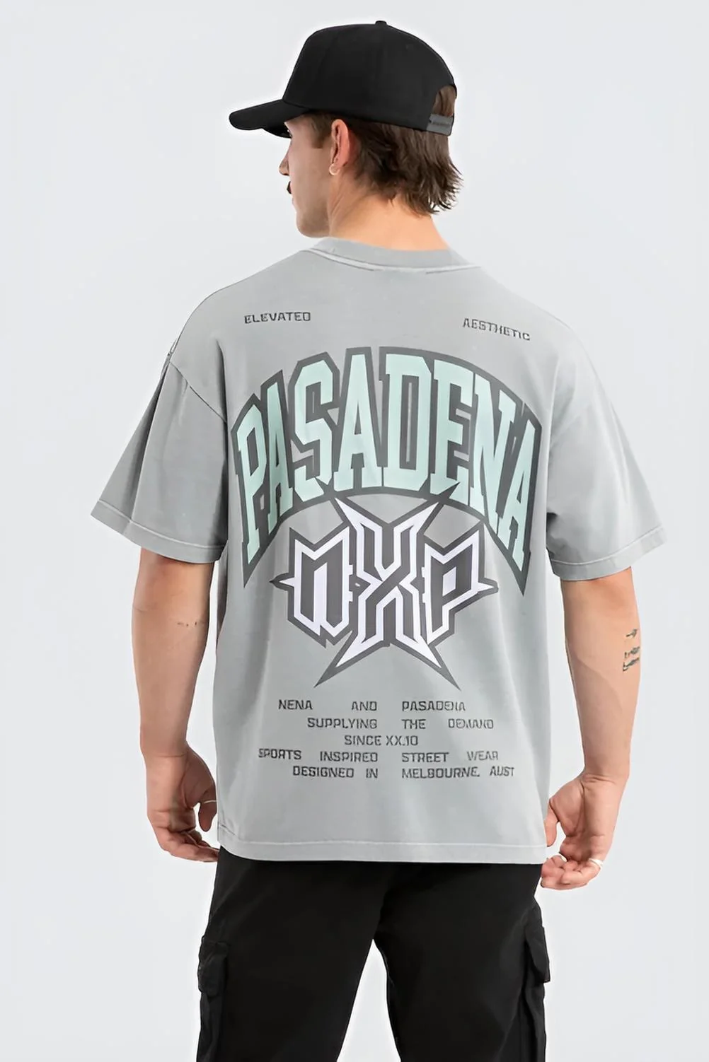 NENA & PASADENA Mens Civil Raptor Tee in Pigment Ultimate Grey