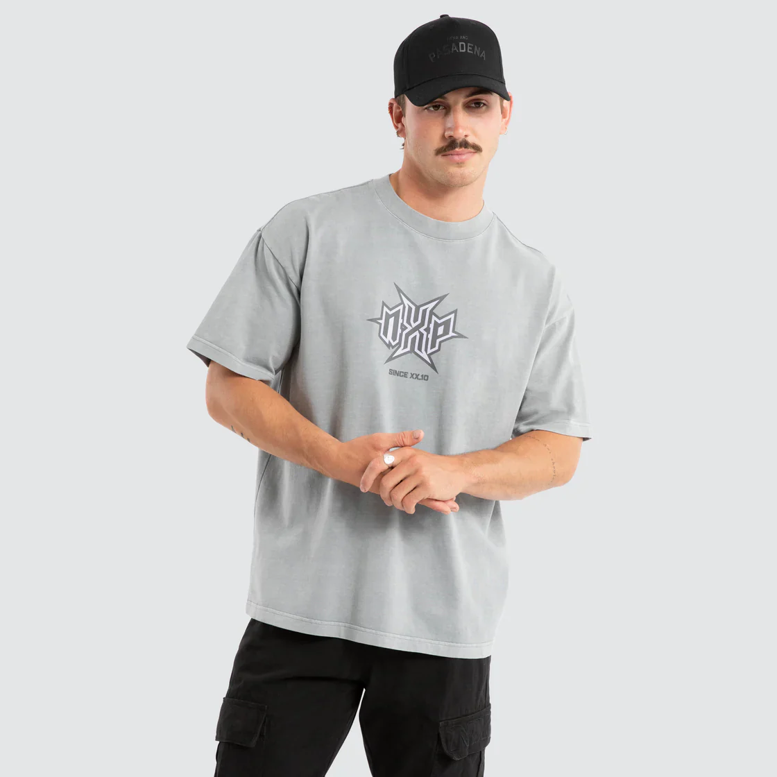 NENA & PASADENA Mens Civil Raptor Tee in Pigment Ultimate Grey - Image 5