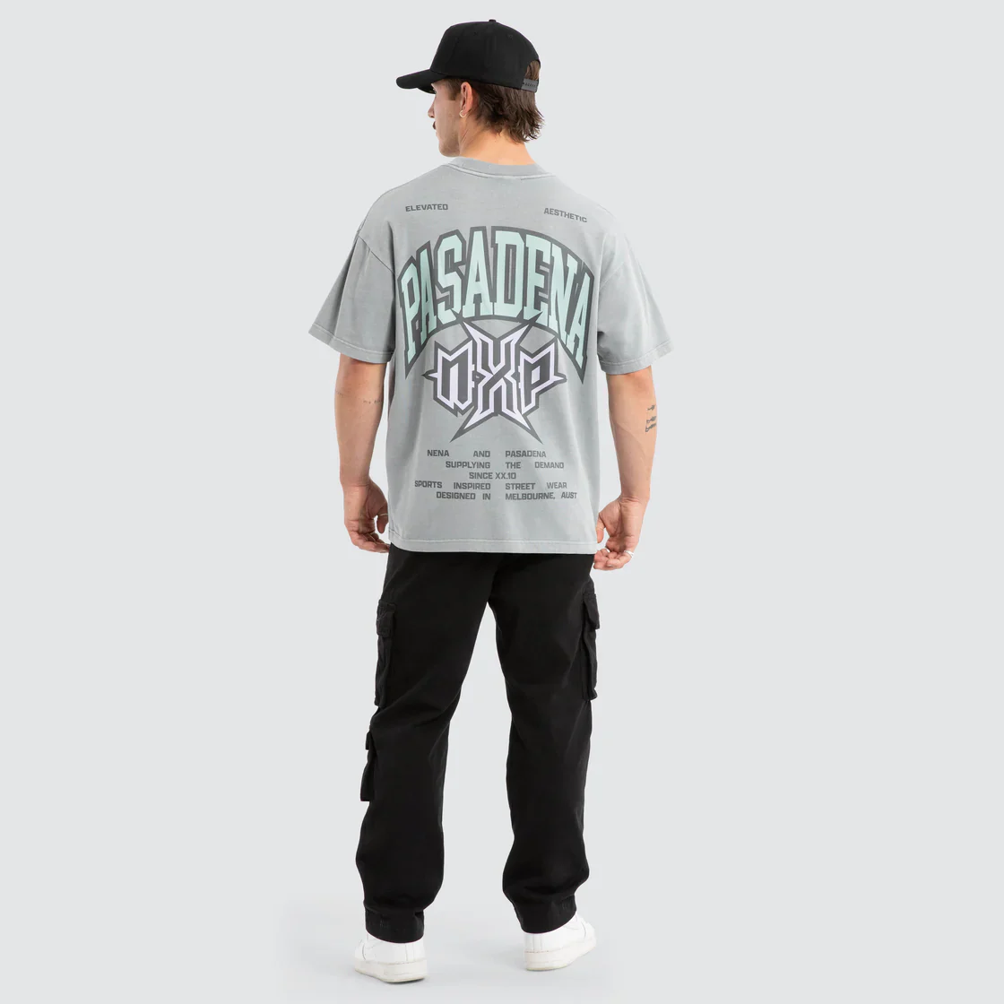 NENA & PASADENA Mens Civil Raptor Tee in Pigment Ultimate Grey - Image 6