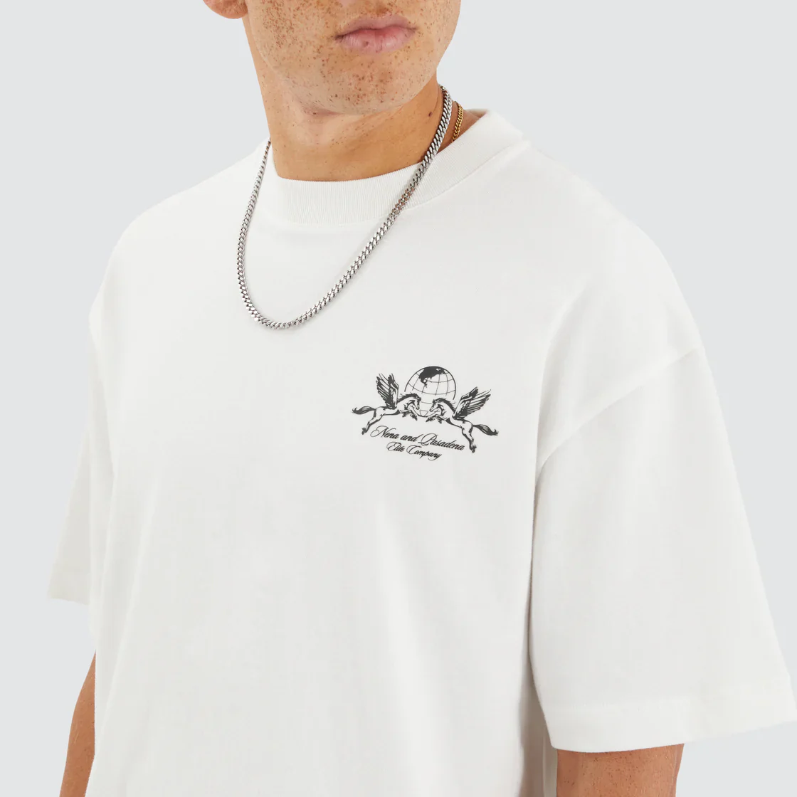 NENA & PASADENA Mens Company Street Tee Shirt - Natural White - Image 2