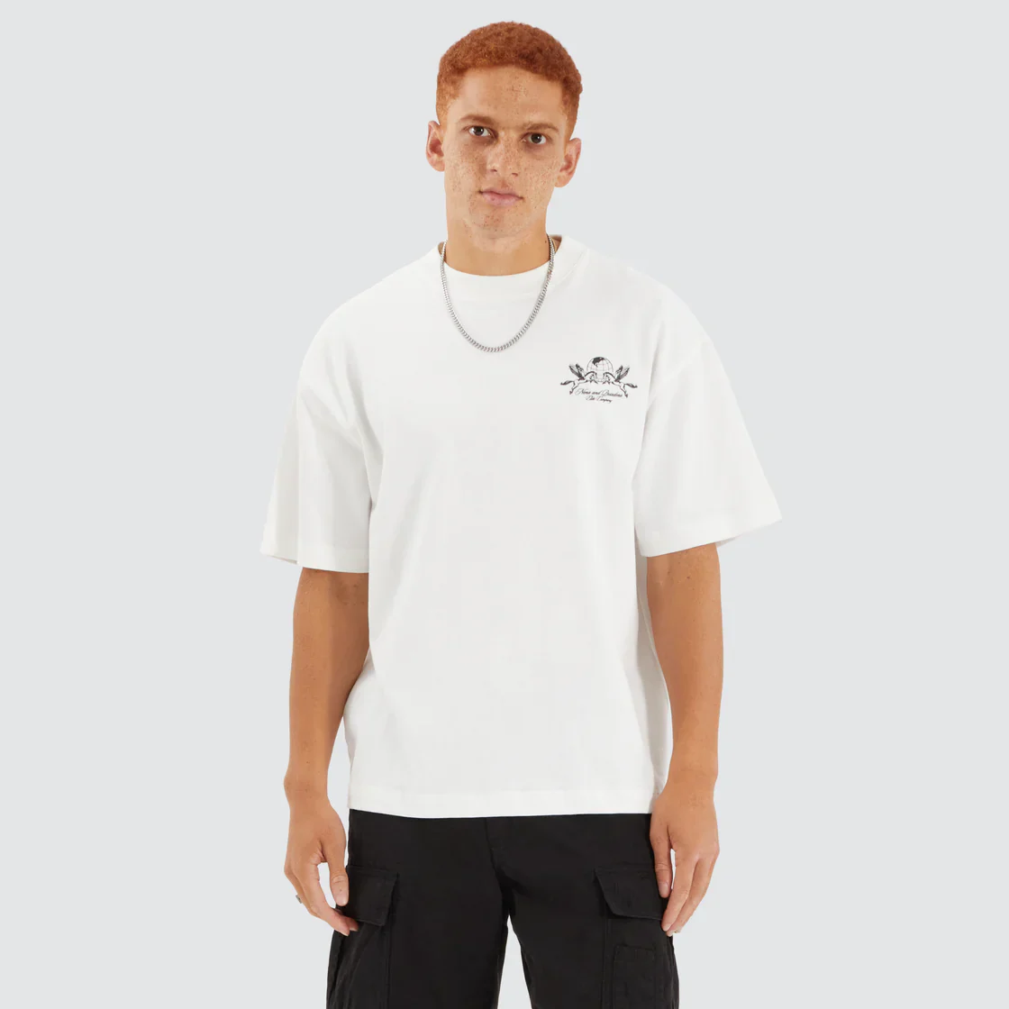 NENA & PASADENA Mens Company Street Tee Shirt - Natural White - Image 3