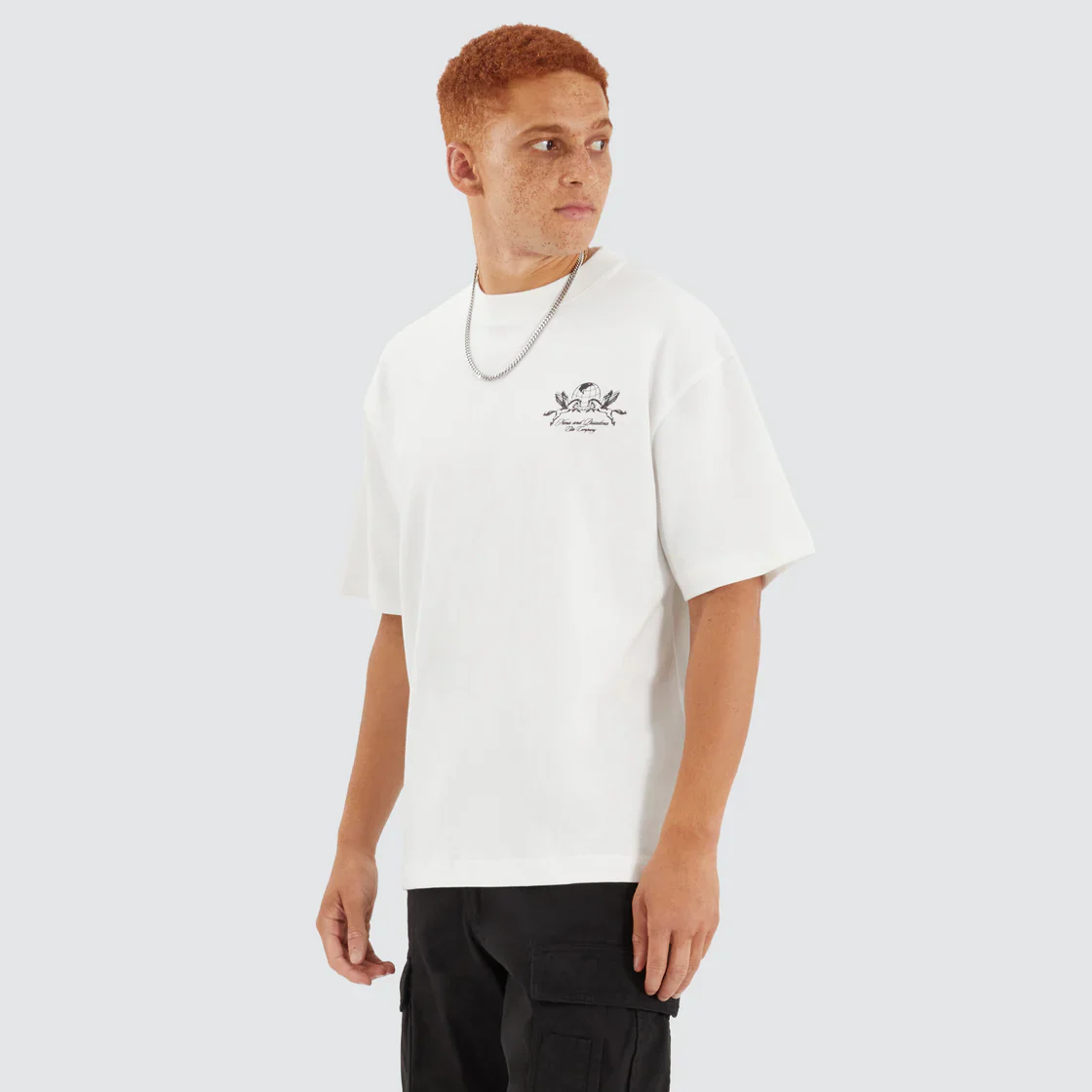 NENA & PASADENA Mens Company Street Tee Shirt - Natural White - Image 5
