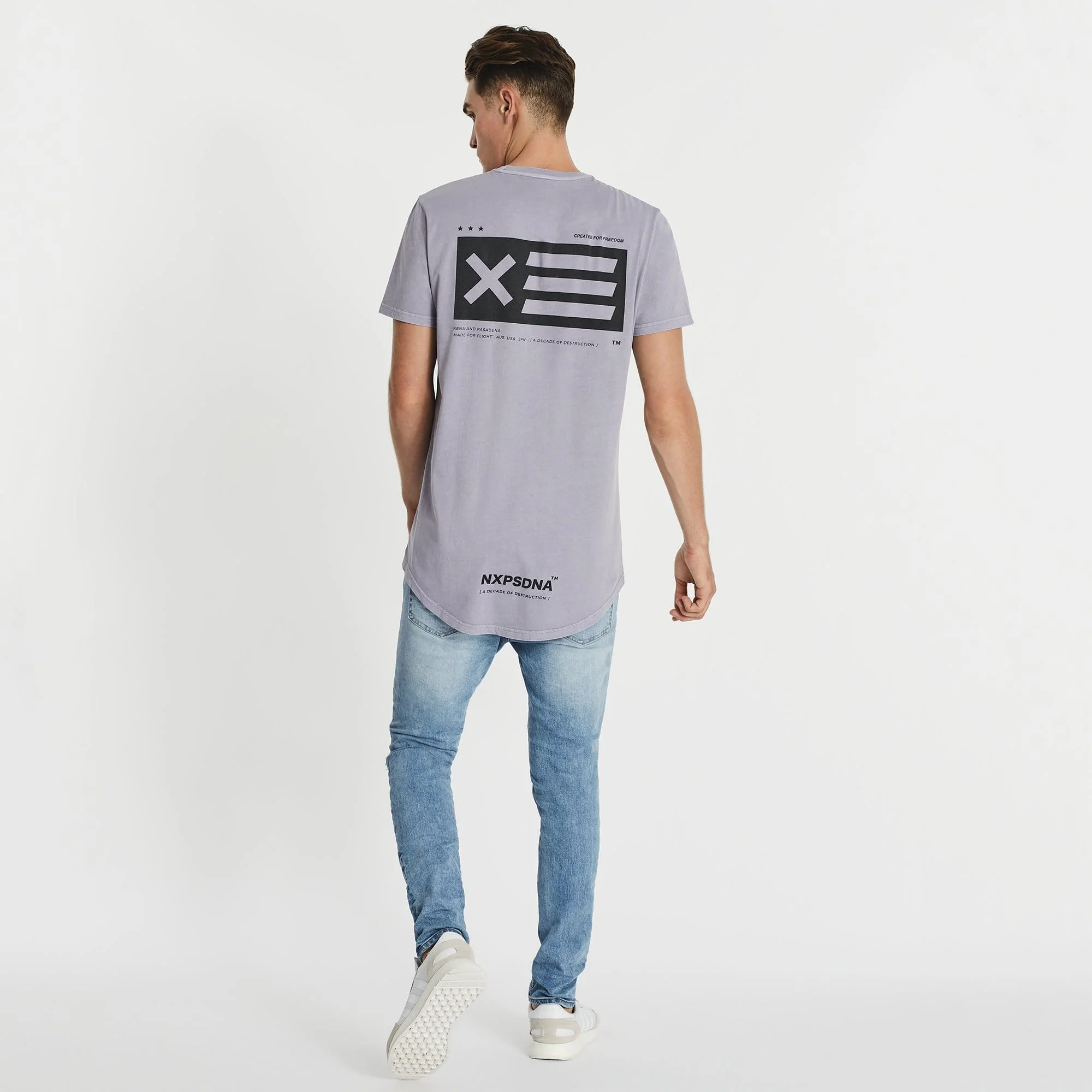 NENA & PASADENA Mens Critical Cape Back Tee Shirt - Pigment Lavender - Image 5