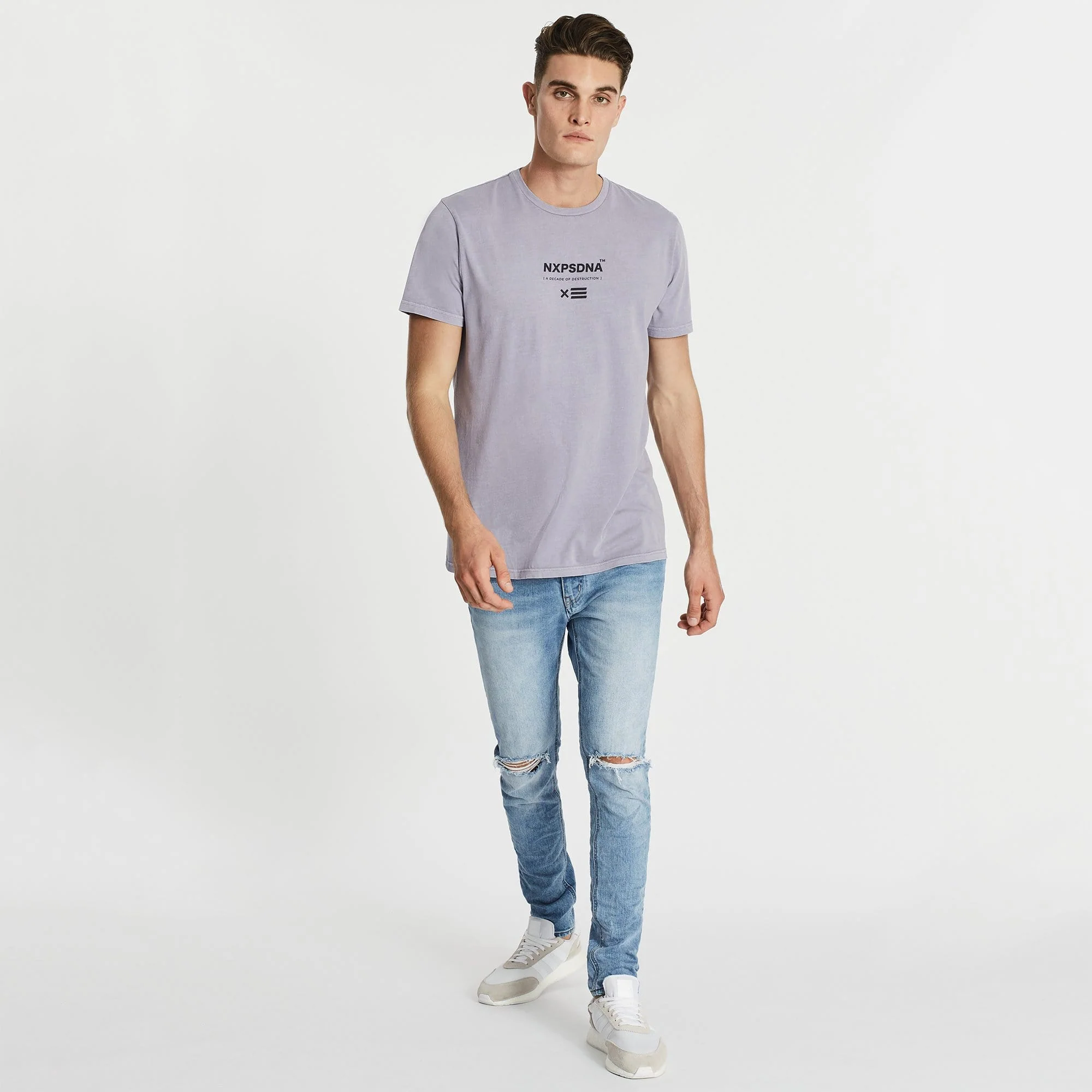 NENA & PASADENA Mens Critical Cape Back Tee Shirt - Pigment Lavender - Image 6