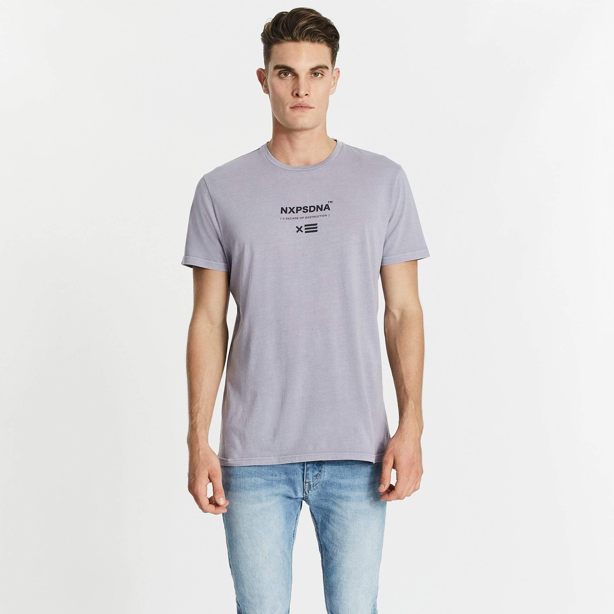 NENA & PASADENA Mens Critical Cape Back Tee Shirt - Pigment Lavender - Image 9