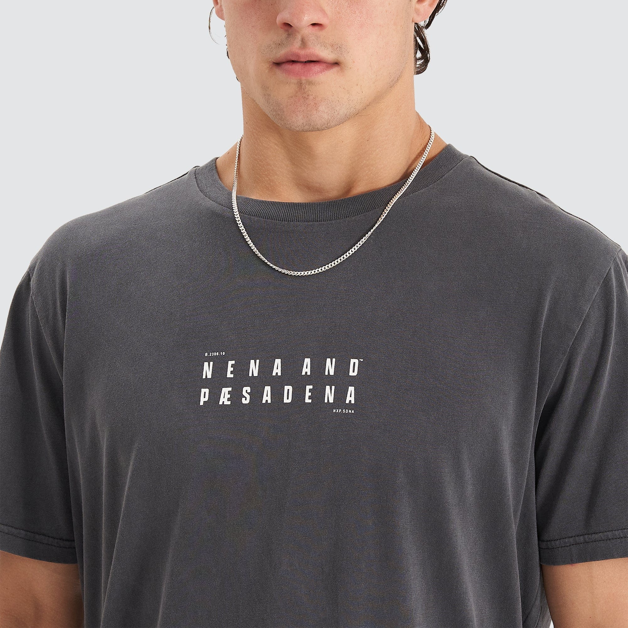 NENA & PASADENA Mens Deuce Cape Back Tee Shirt - Pigment Asphalt - Image 6