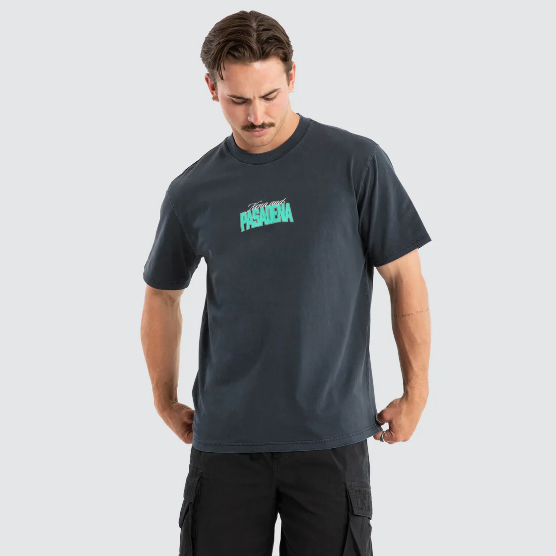 NENA & PASADENA Mens Distance Classic Tee in Pigment Vulcan - Image 5