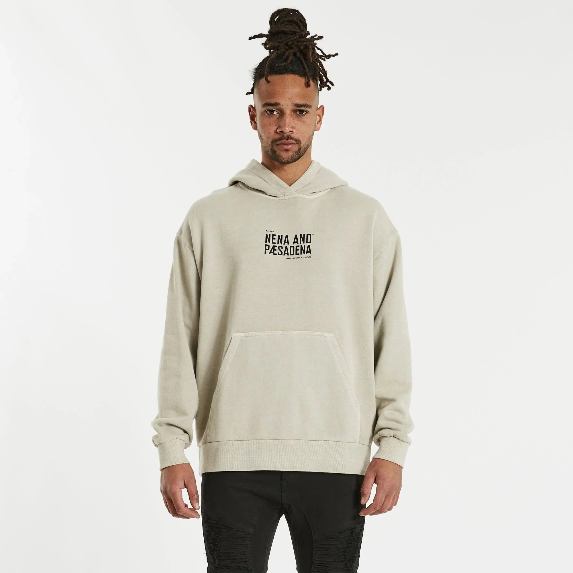 NENA PASADENA Mens Elite Co. Relaxed Hooded Sweater Pigment Sand - Image 2