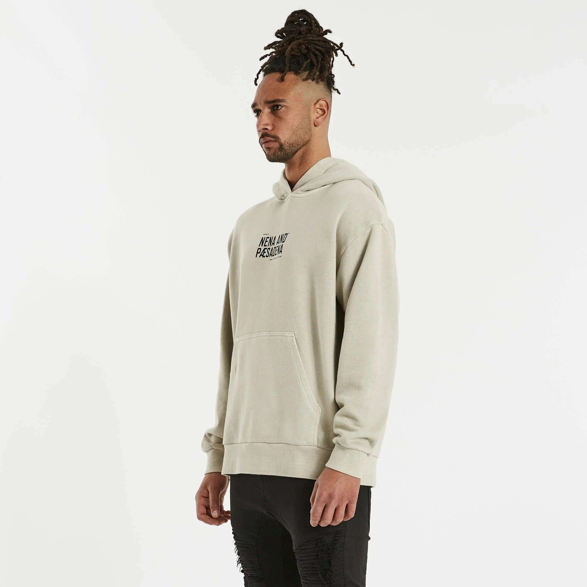 NENA PASADENA Mens Elite Co. Relaxed Hooded Sweater Pigment Sand - Image 8