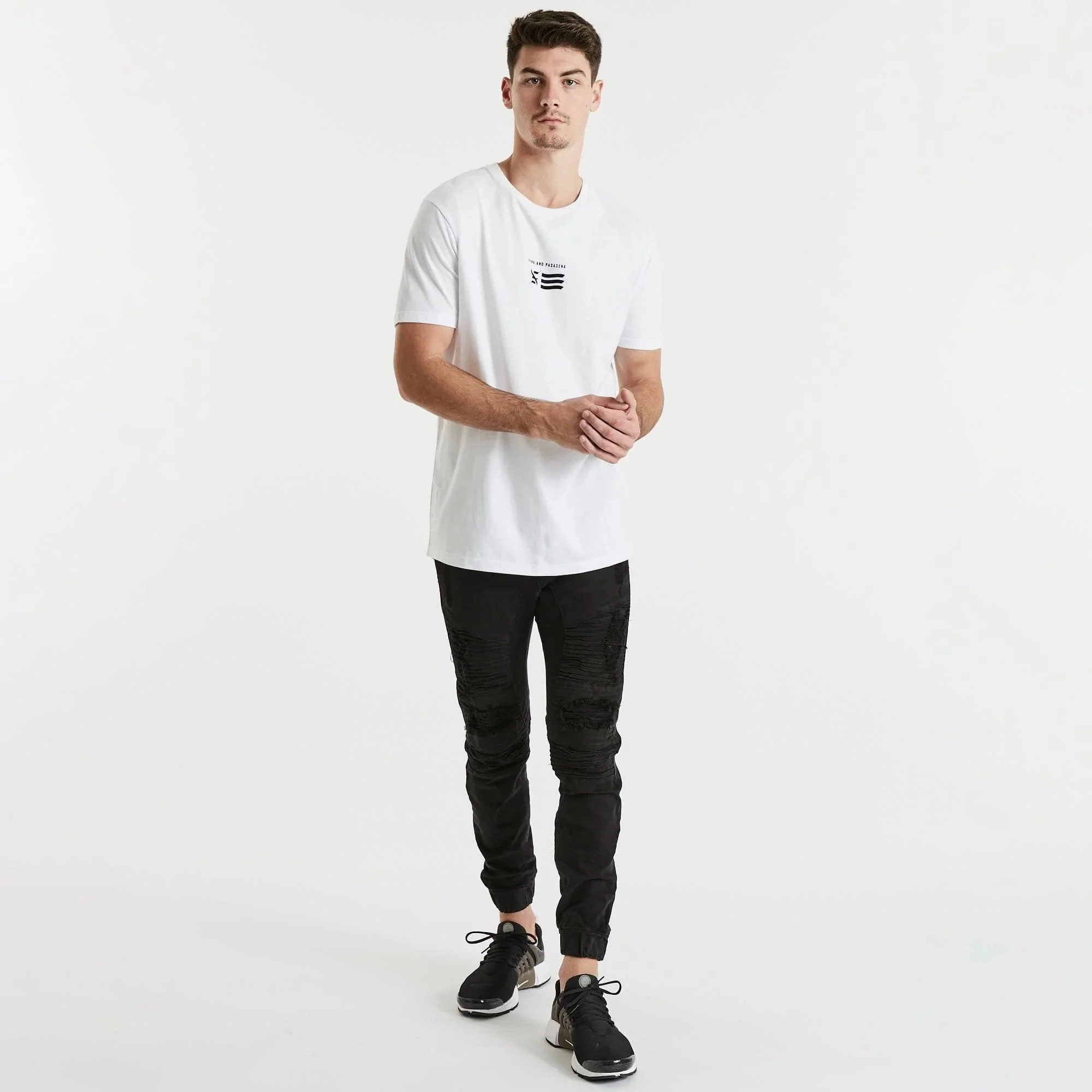 NENA & PASADENA Mens Empire Cape Back Tee Shirt White - Image 3