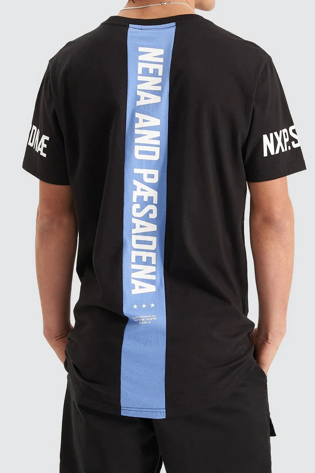 NENA & PASADENA Mens Equaliser Cape Back Tee Shirt - Jet Black