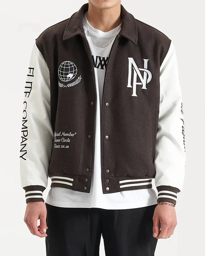NENA & PASADENA Mens Facade Varsity Jacket - After Dark - Image 2